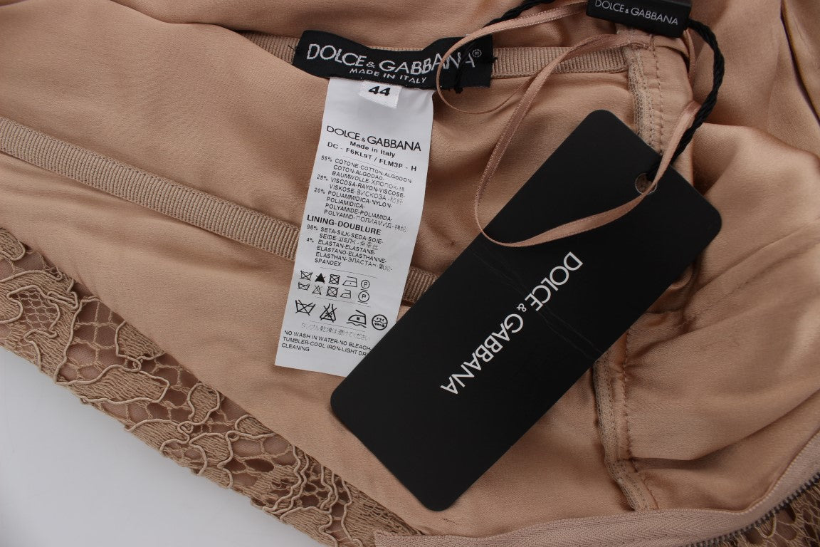 Dolce & Gabbana – Langes Etuikleid aus rosa Blumenspitze