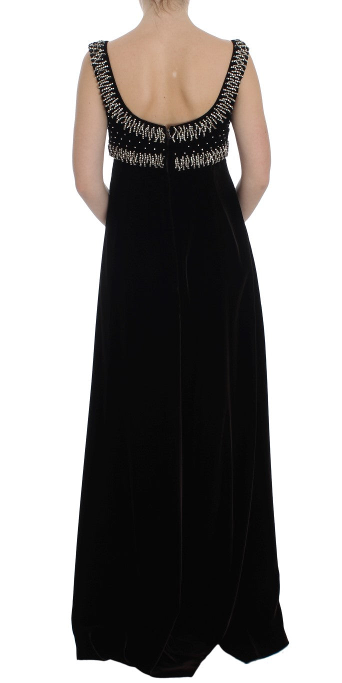 Robe fourreau en velours marron à cristaux Dolce & Gabbana