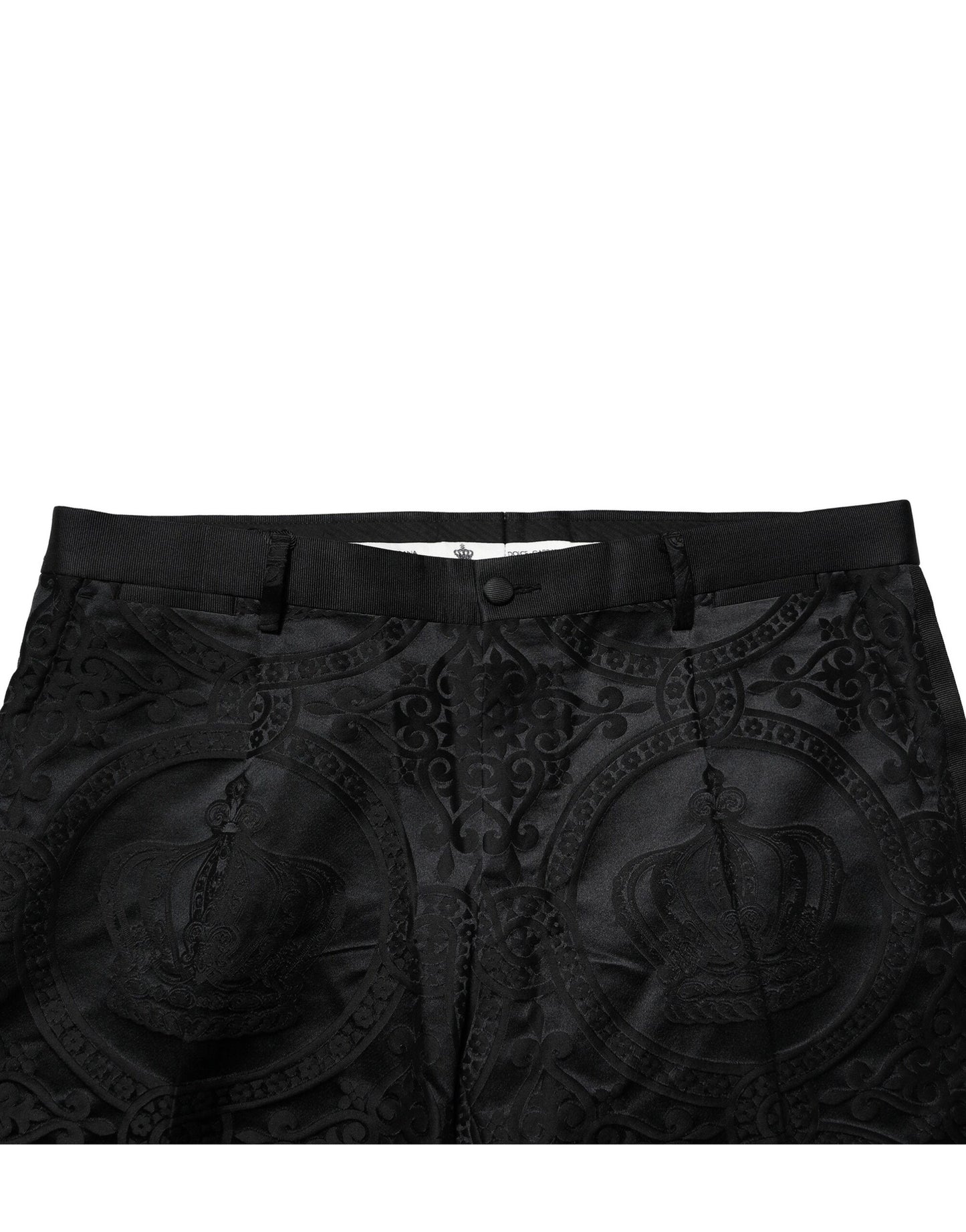 Dolce & Gabbana Black Cotton DG Crown Dress Pants