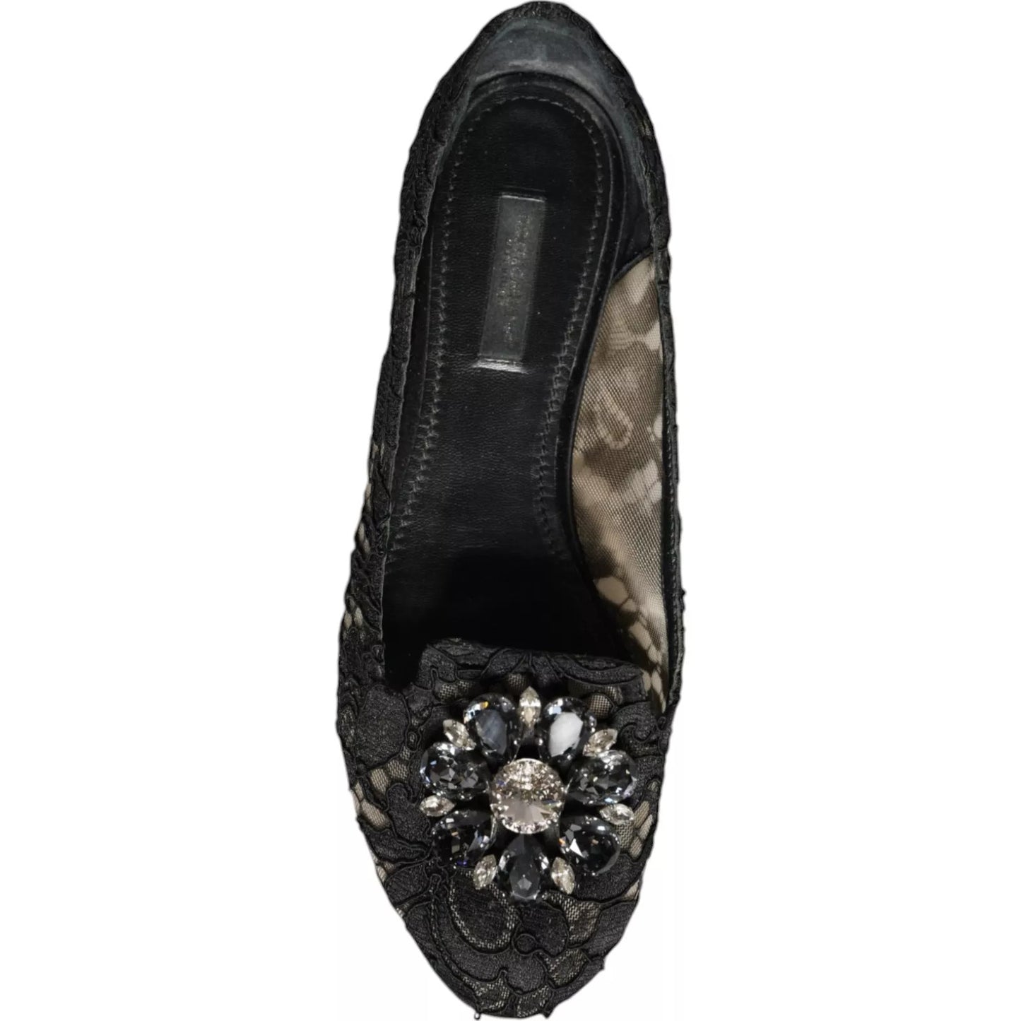 Ballerines plates en dentelle noire et cristaux Dolce & Gabbana