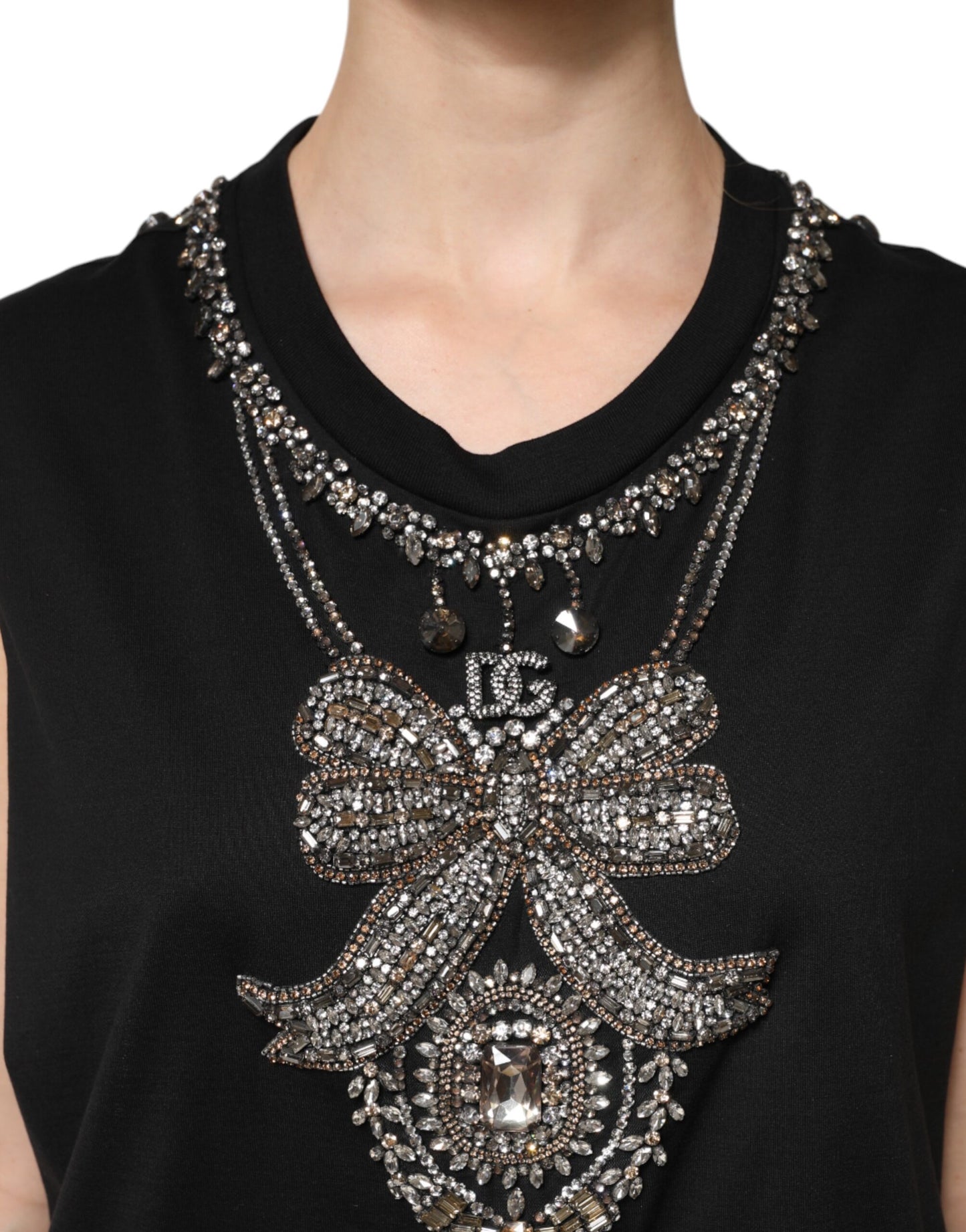 Débardeur Dolce & Gabbana en coton noir orné de strass