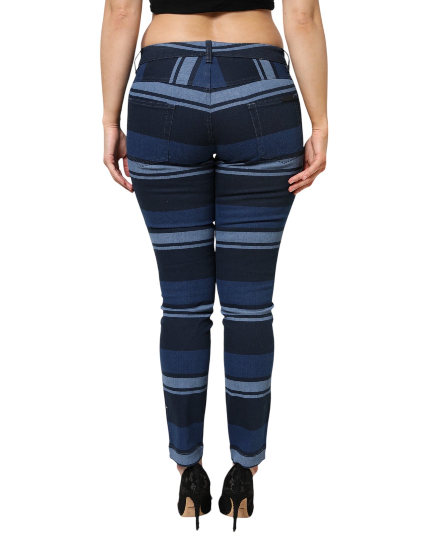 Jean en denim stretch de coton à rayures bleues Dolce & Gabbana