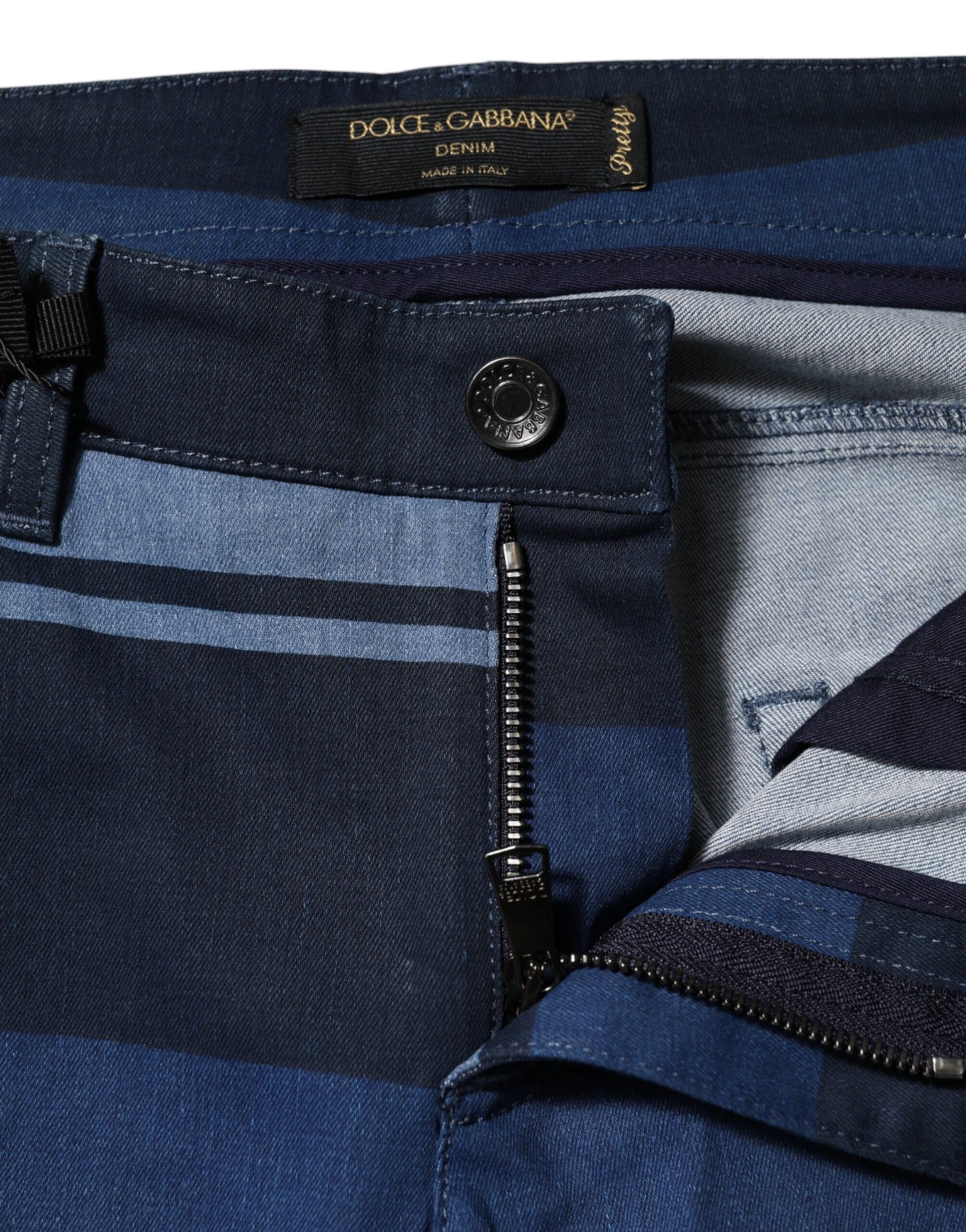 Jean en denim stretch de coton à rayures bleues Dolce & Gabbana