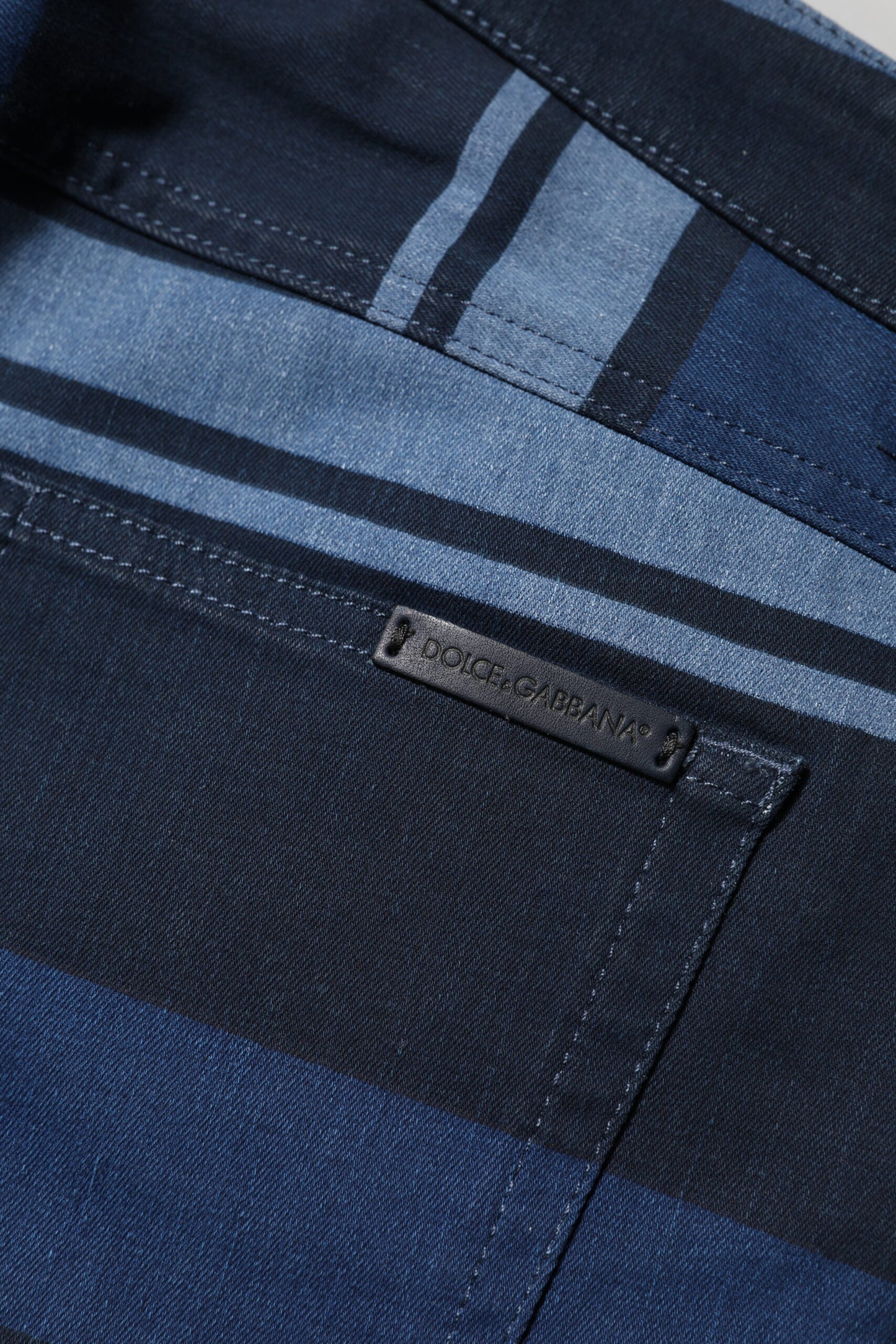 Jean en denim stretch de coton à rayures bleues Dolce & Gabbana