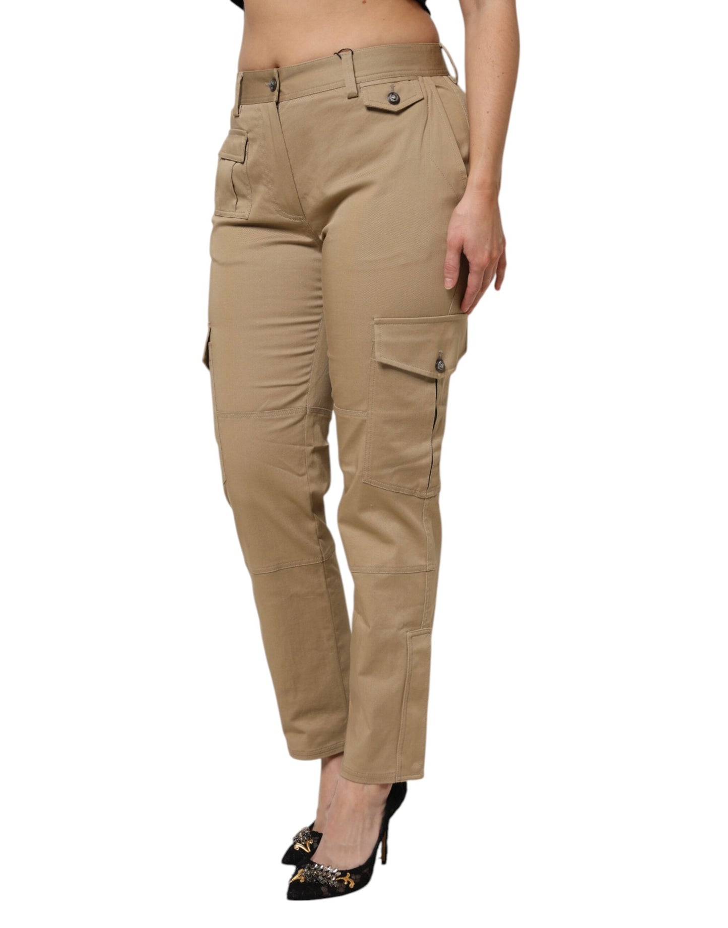 Pantalon cargo fuselé en coton marron Dolce & Gabbana