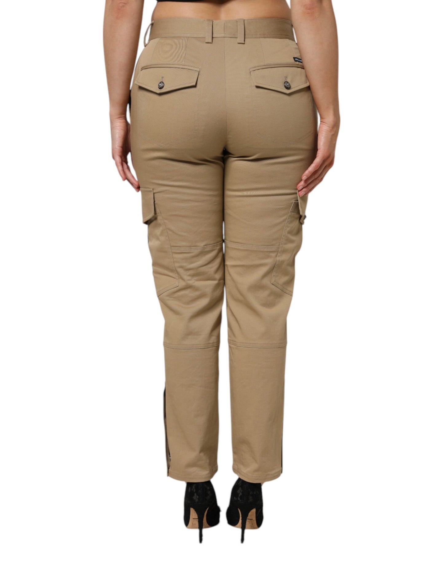 Pantalon cargo fuselé en coton marron Dolce & Gabbana