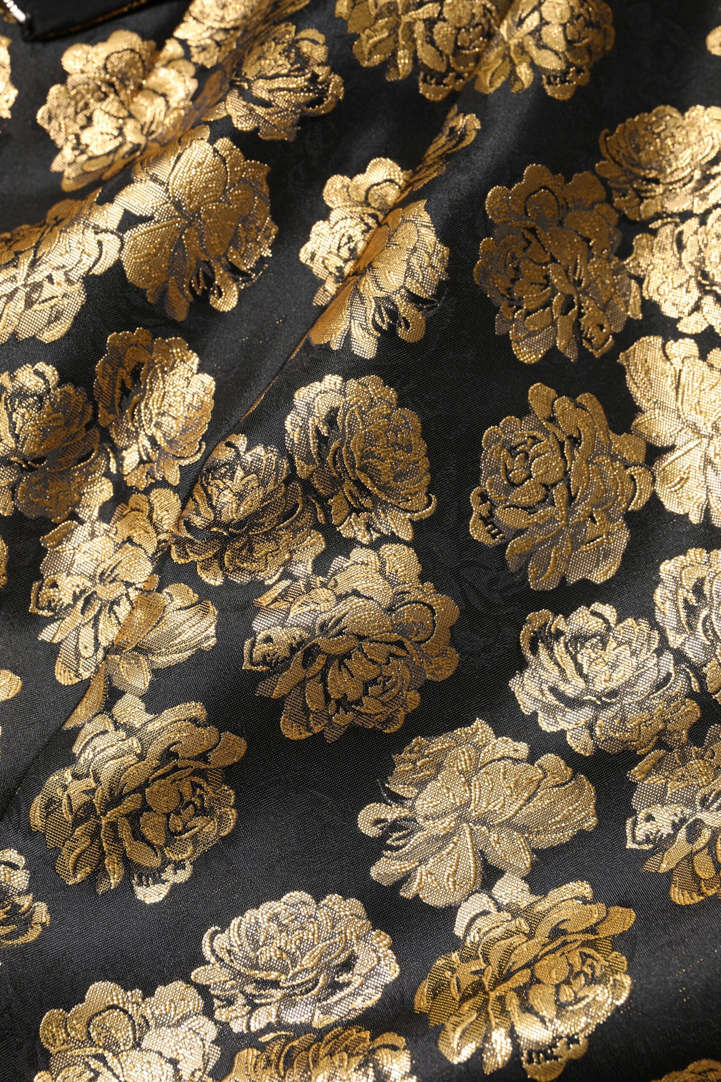 Mini-jupe en jacquard à imprimé floral noir et doré Dolce & Gabbana