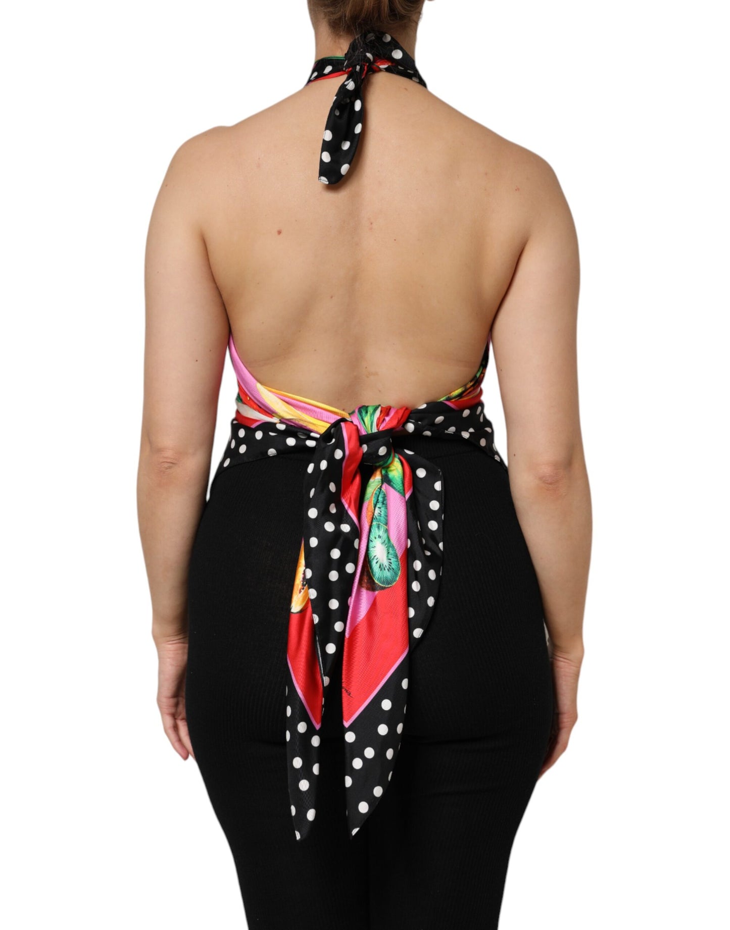 Dolce & Gabbana Haut court de soirée multicolore à dos nu