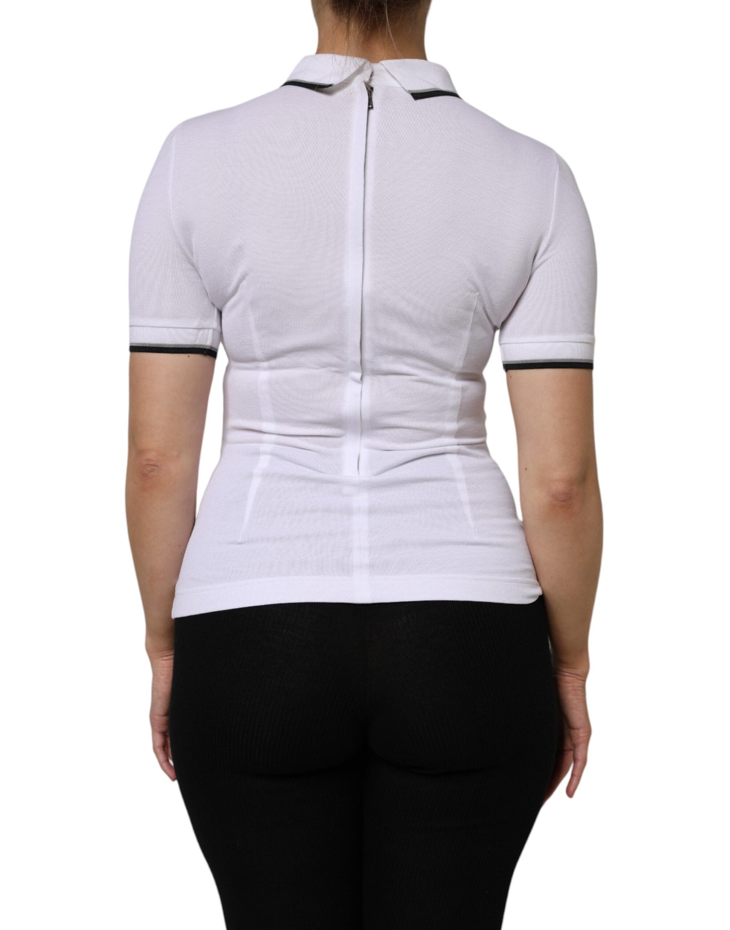 Dolce & Gabbana – Weißes Poloshirt aus Baumwolle mit kurzen Ärmeln und Kragen