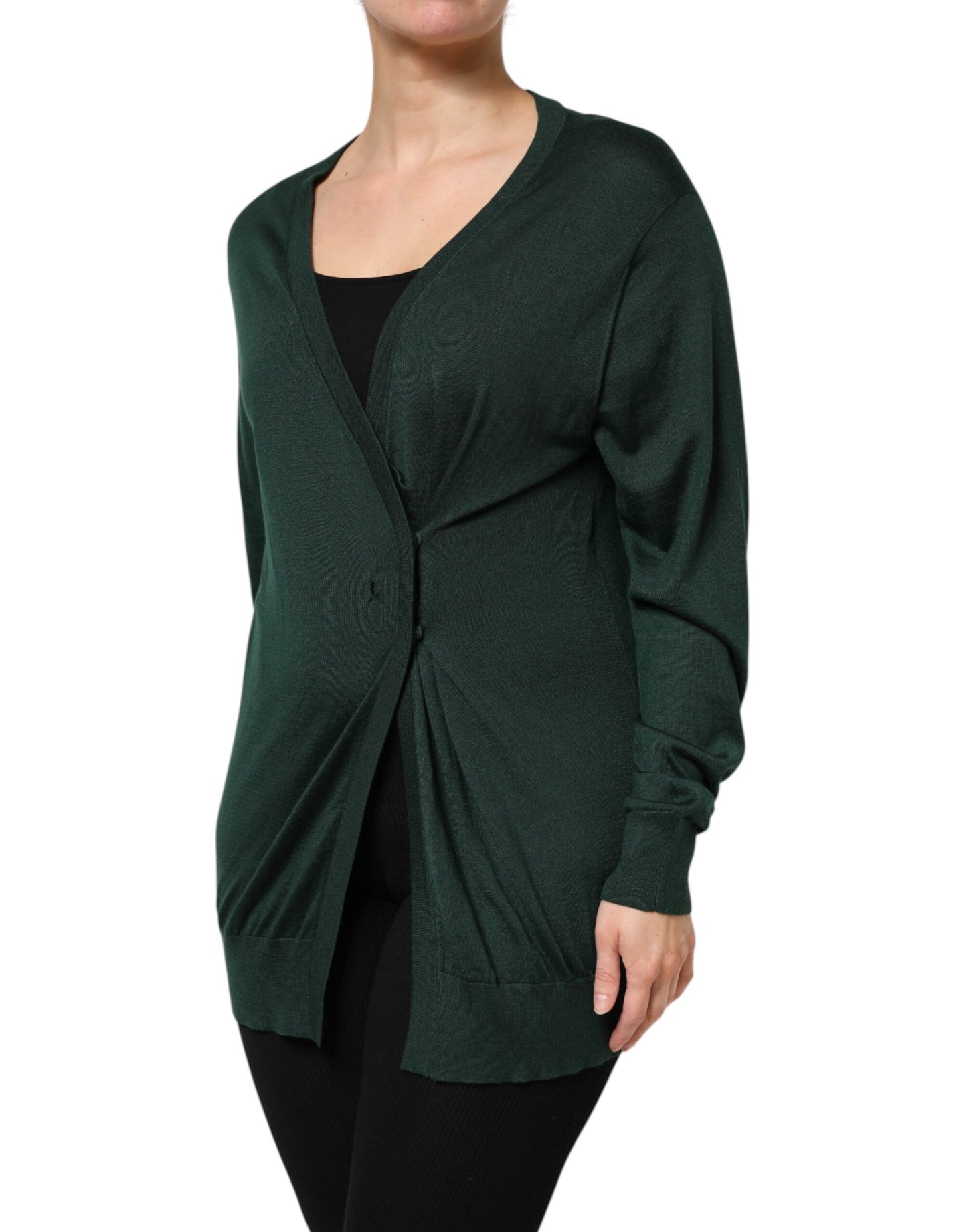 Pull cardigan en cachemire et soie vert foncé Dolce & Gabbana