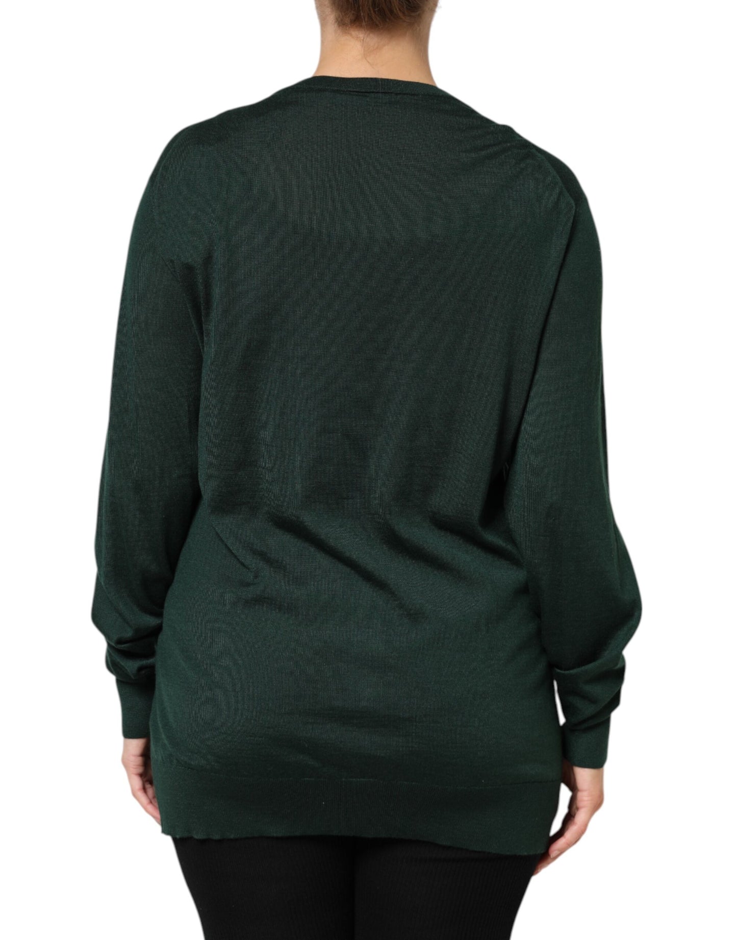 Pull cardigan en cachemire et soie vert foncé Dolce & Gabbana