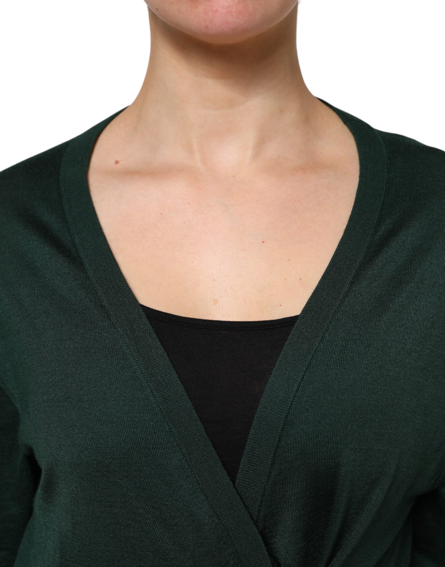 Pull cardigan en cachemire et soie vert foncé Dolce & Gabbana
