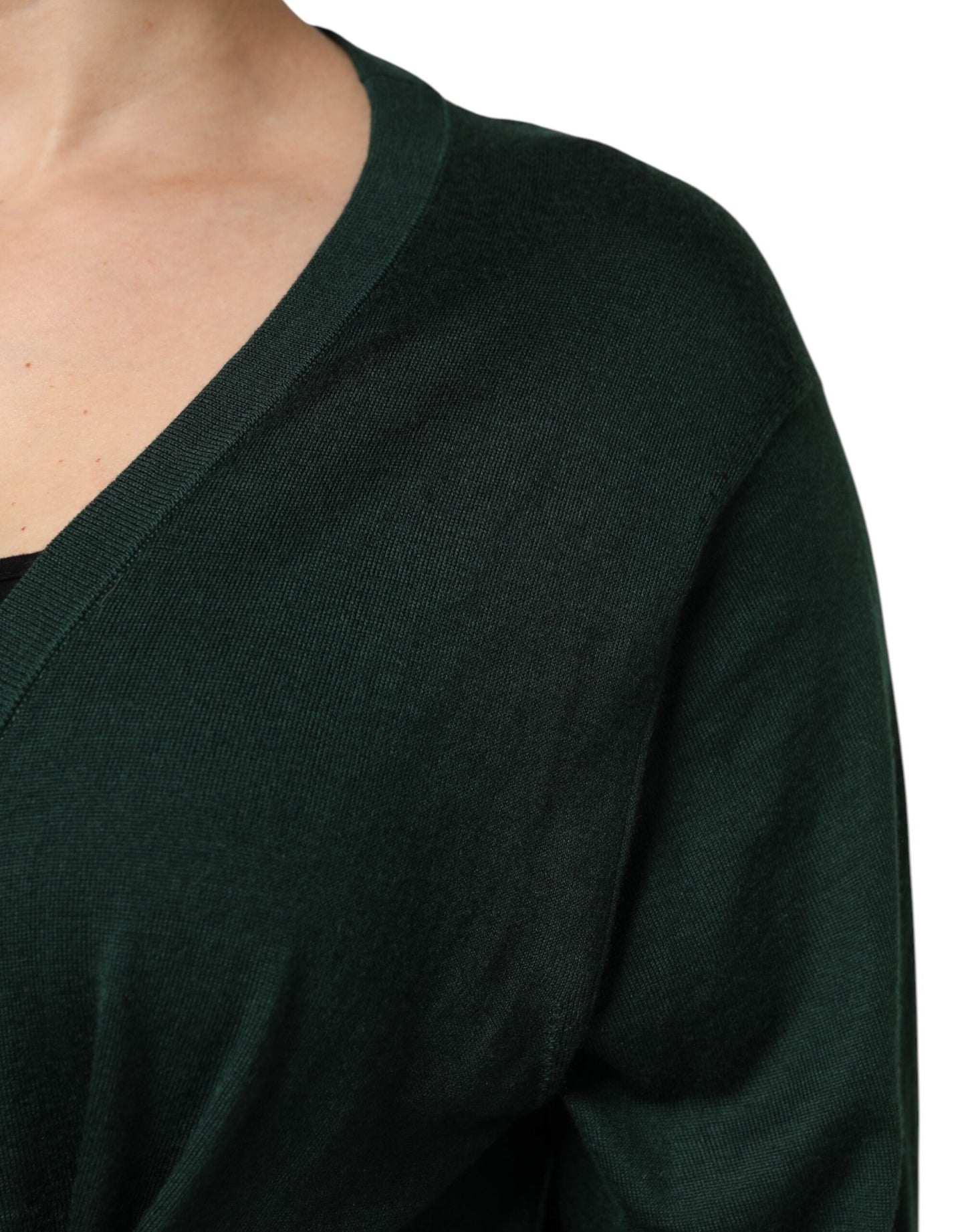 Pull cardigan en cachemire et soie vert foncé Dolce & Gabbana