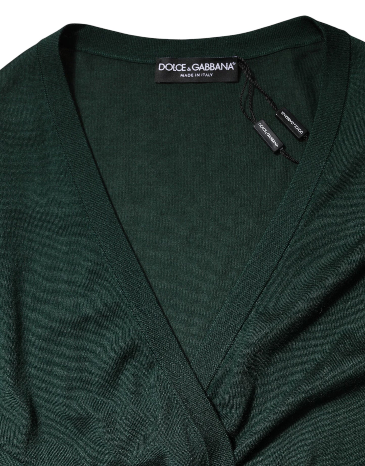 Pull cardigan en cachemire et soie vert foncé Dolce & Gabbana