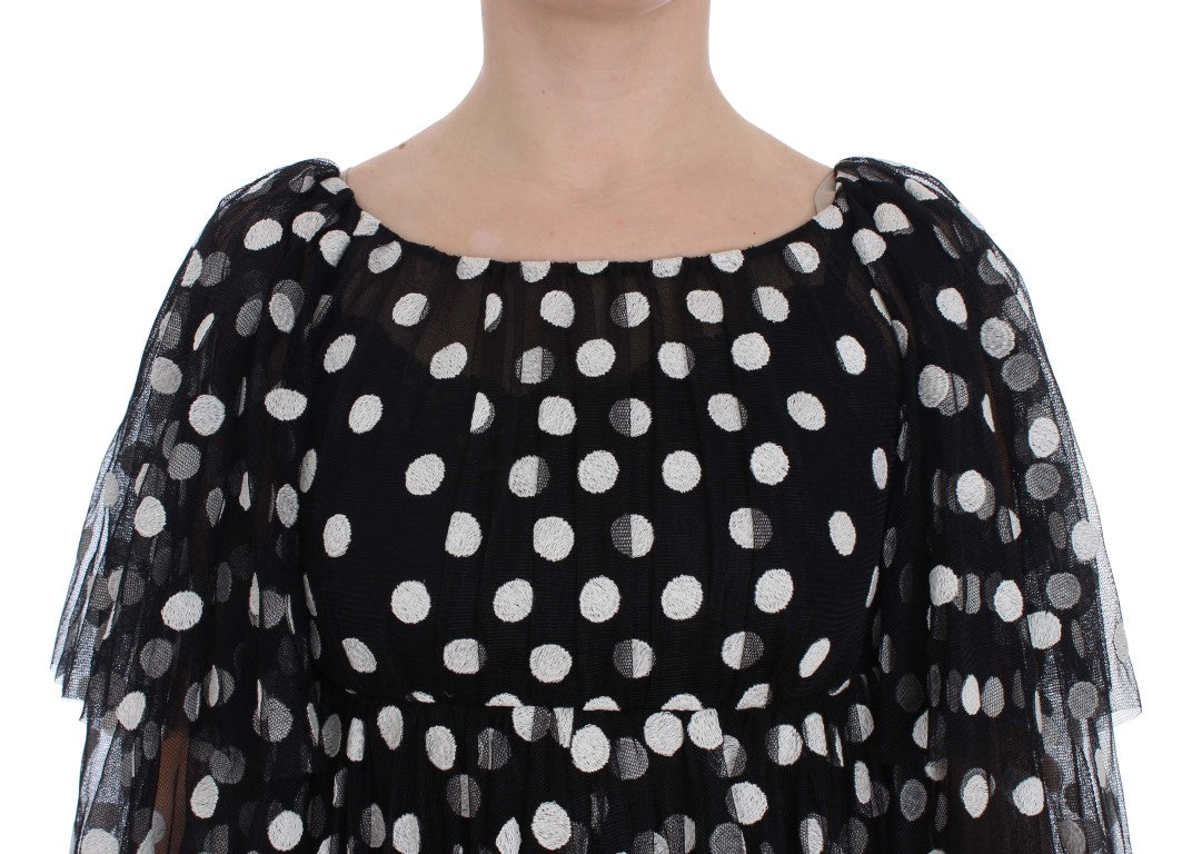 Robe à volants à pois noirs et blancs Dolce & Gabbana