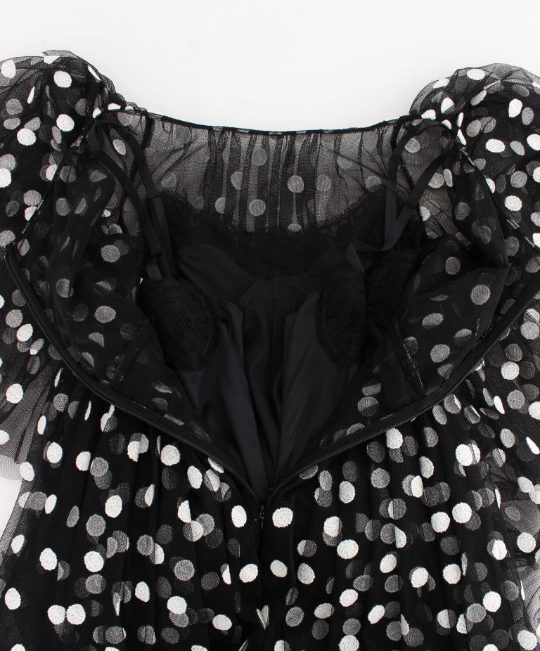 Robe à volants à pois noirs et blancs Dolce & Gabbana