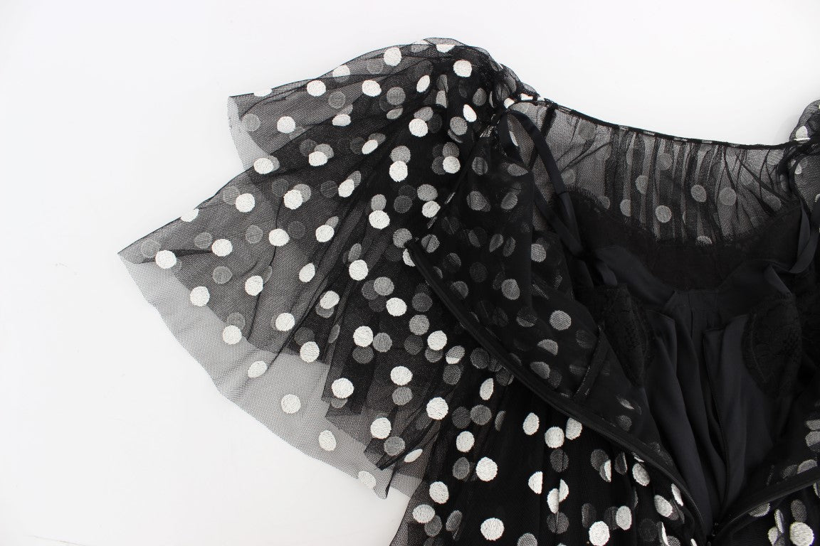 Robe à volants à pois noirs et blancs Dolce & Gabbana