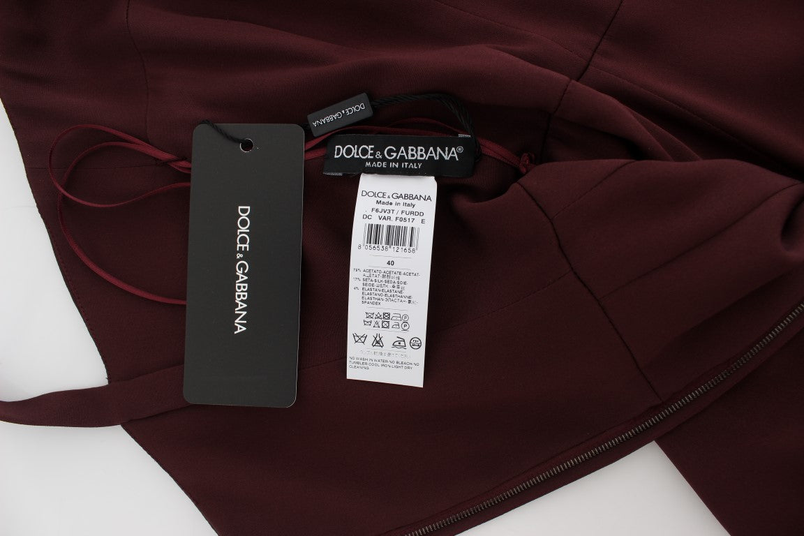 Robe fourreau longue extensible bordeaux Dolce & Gabbana