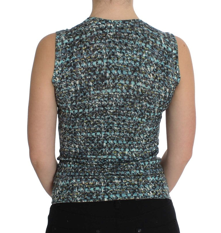Pull sans manches en laine bleue Dolce & Gabbana