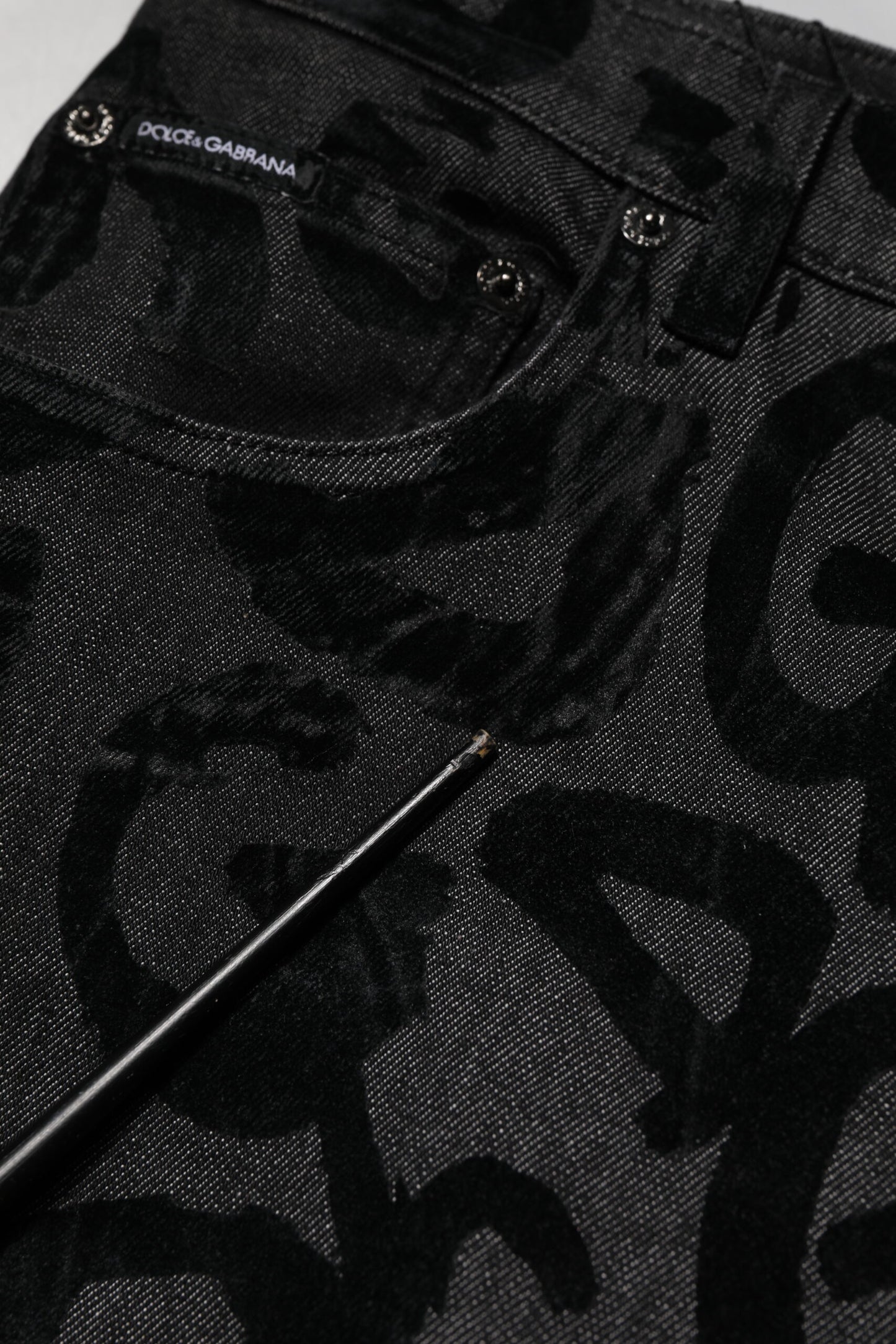 Dolce & Gabbana Gray Cotton DG Logo Straight Men Denim Jeans