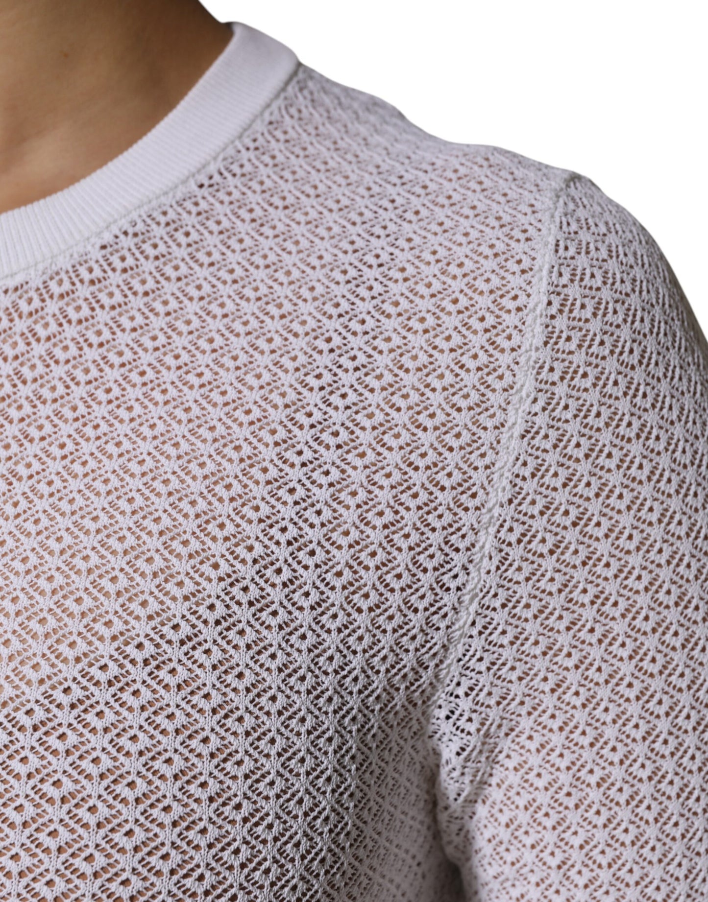 Dolce & Gabbana – Weißes Pullover-Oberteil mit Rundhalsausschnitt und langen Ärmeln