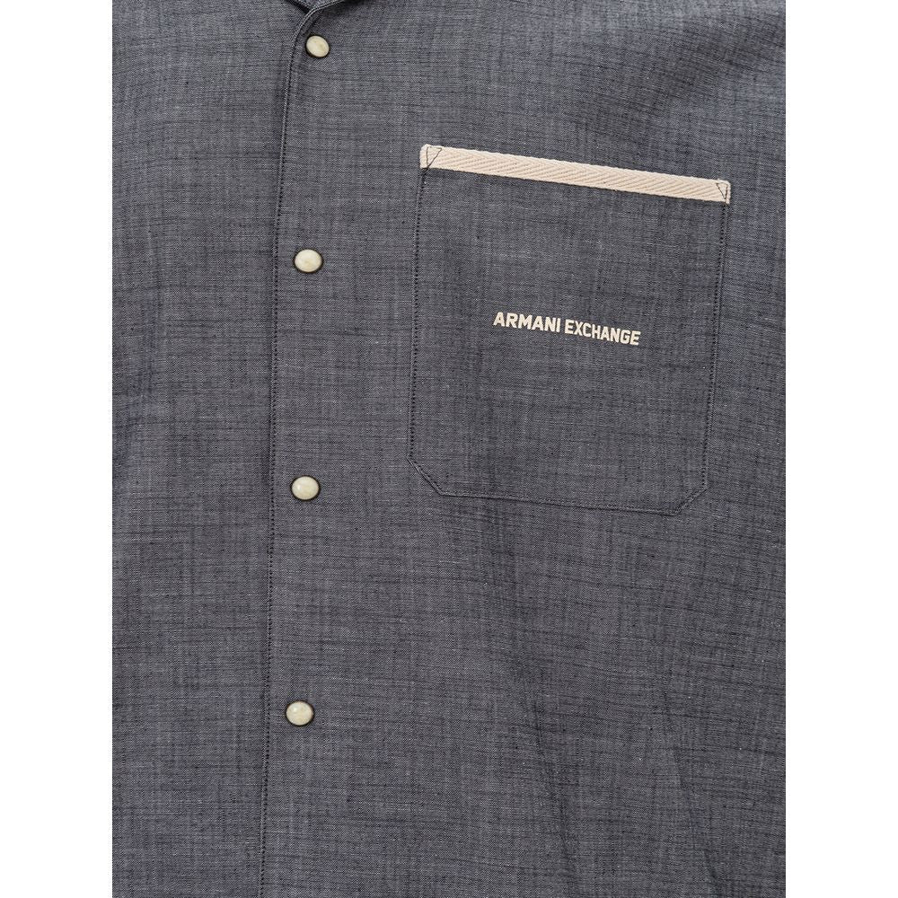 Armani Exchange Blue Denim Shirt