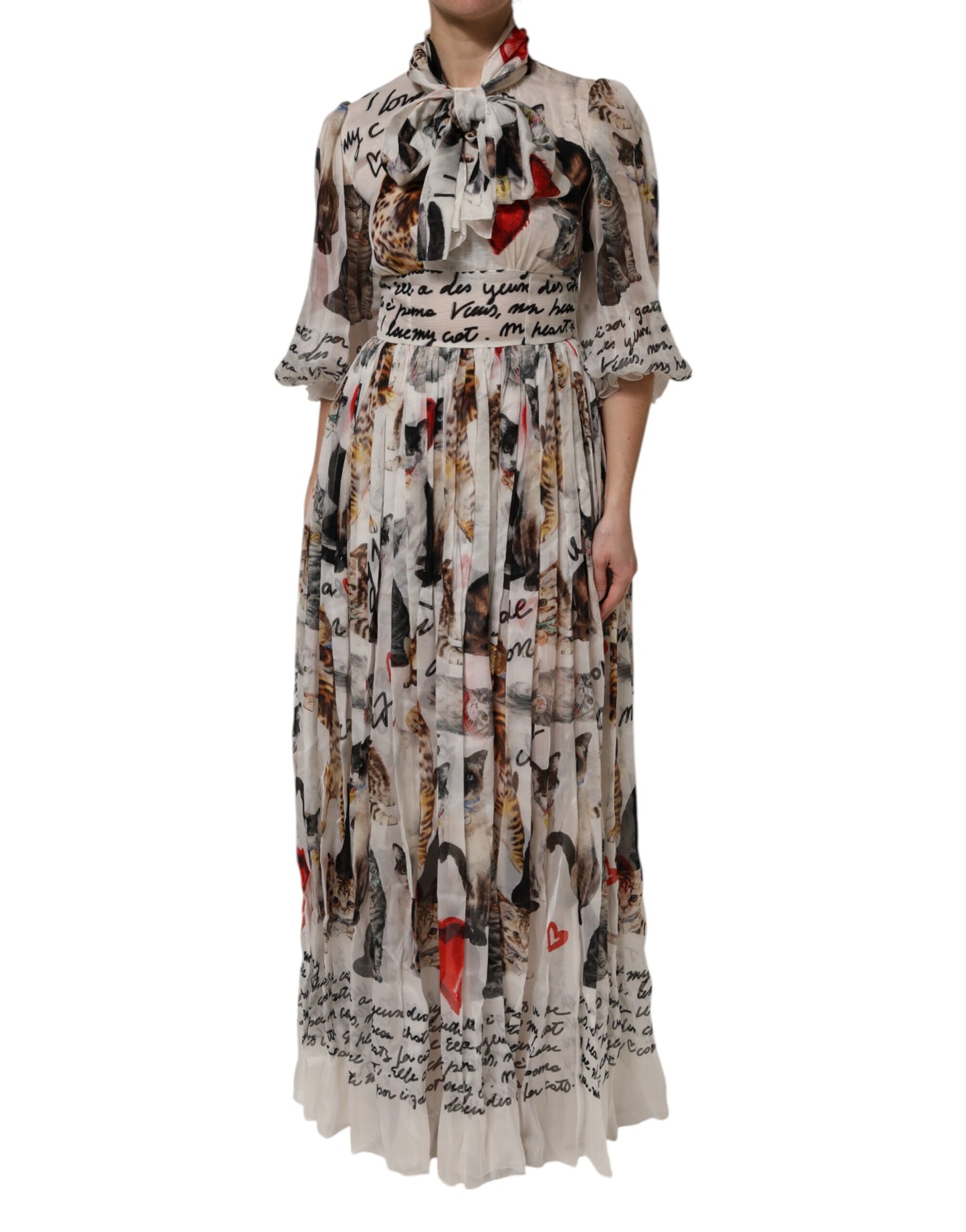 Robe longue Ascot en soie à imprimé animal multicolore Dolce & Gabbana