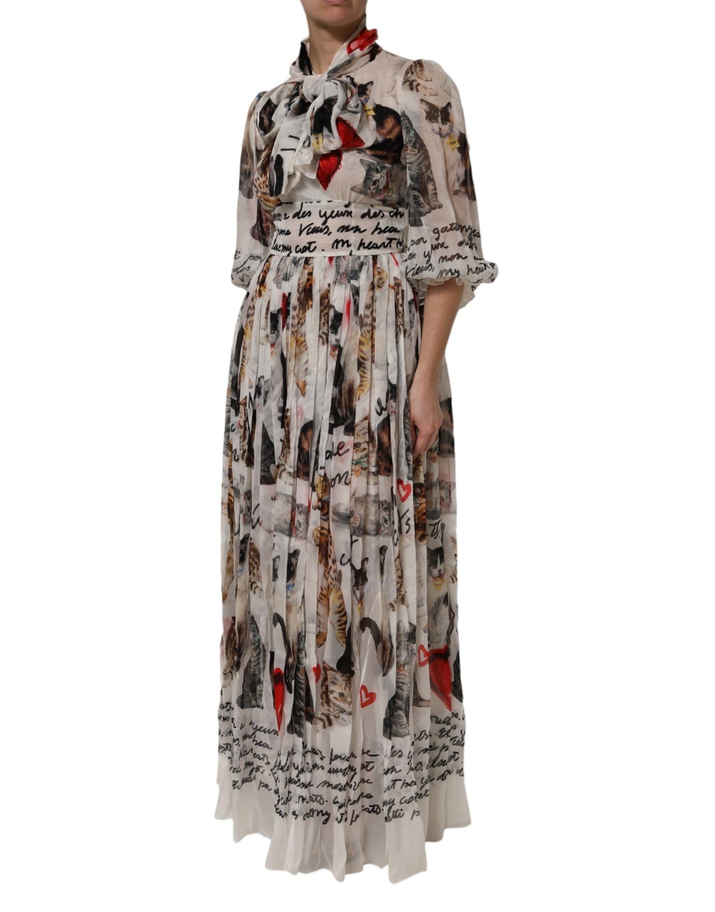 Robe longue Ascot en soie à imprimé animal multicolore Dolce & Gabbana