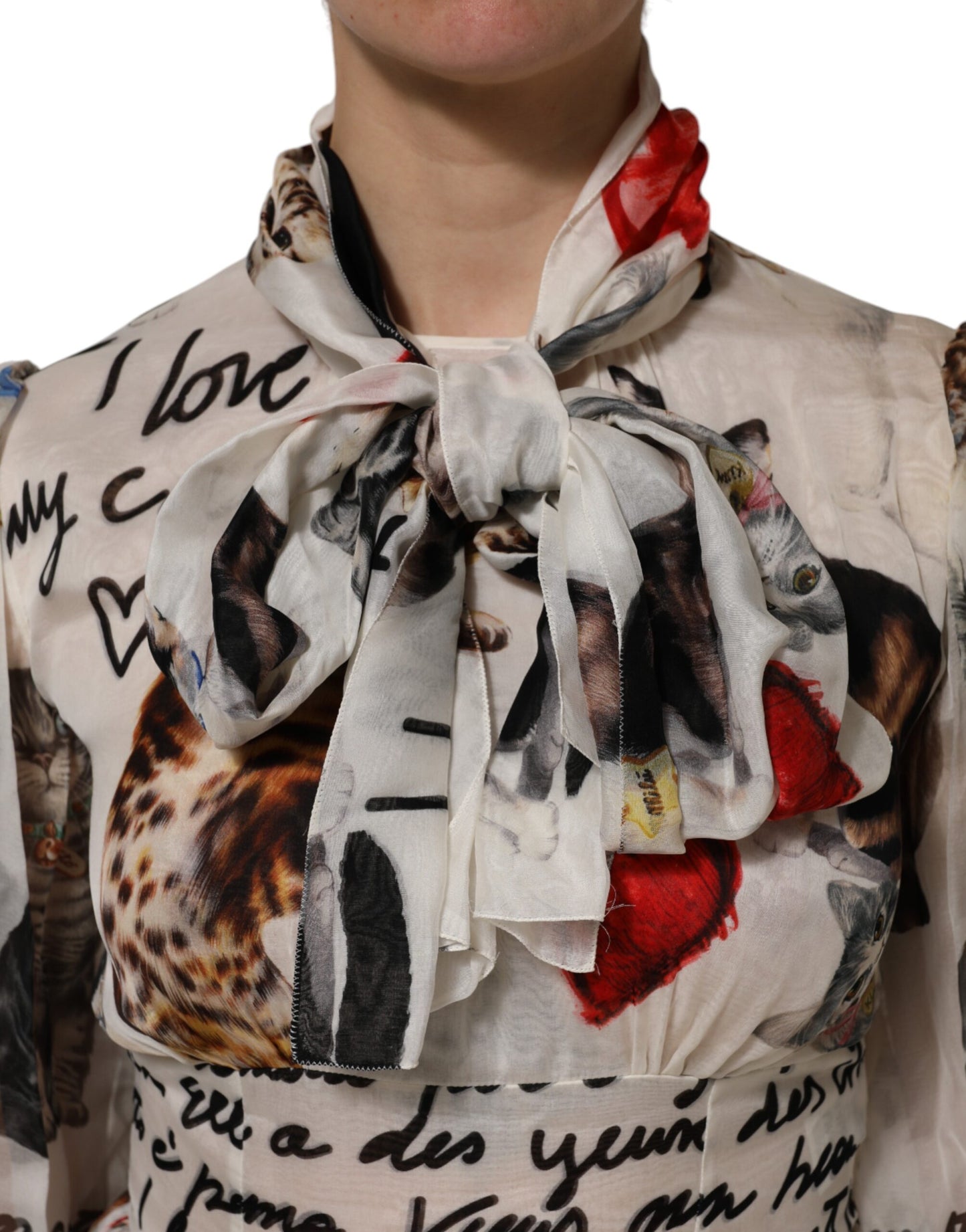 Robe longue Ascot en soie à imprimé animal multicolore Dolce & Gabbana