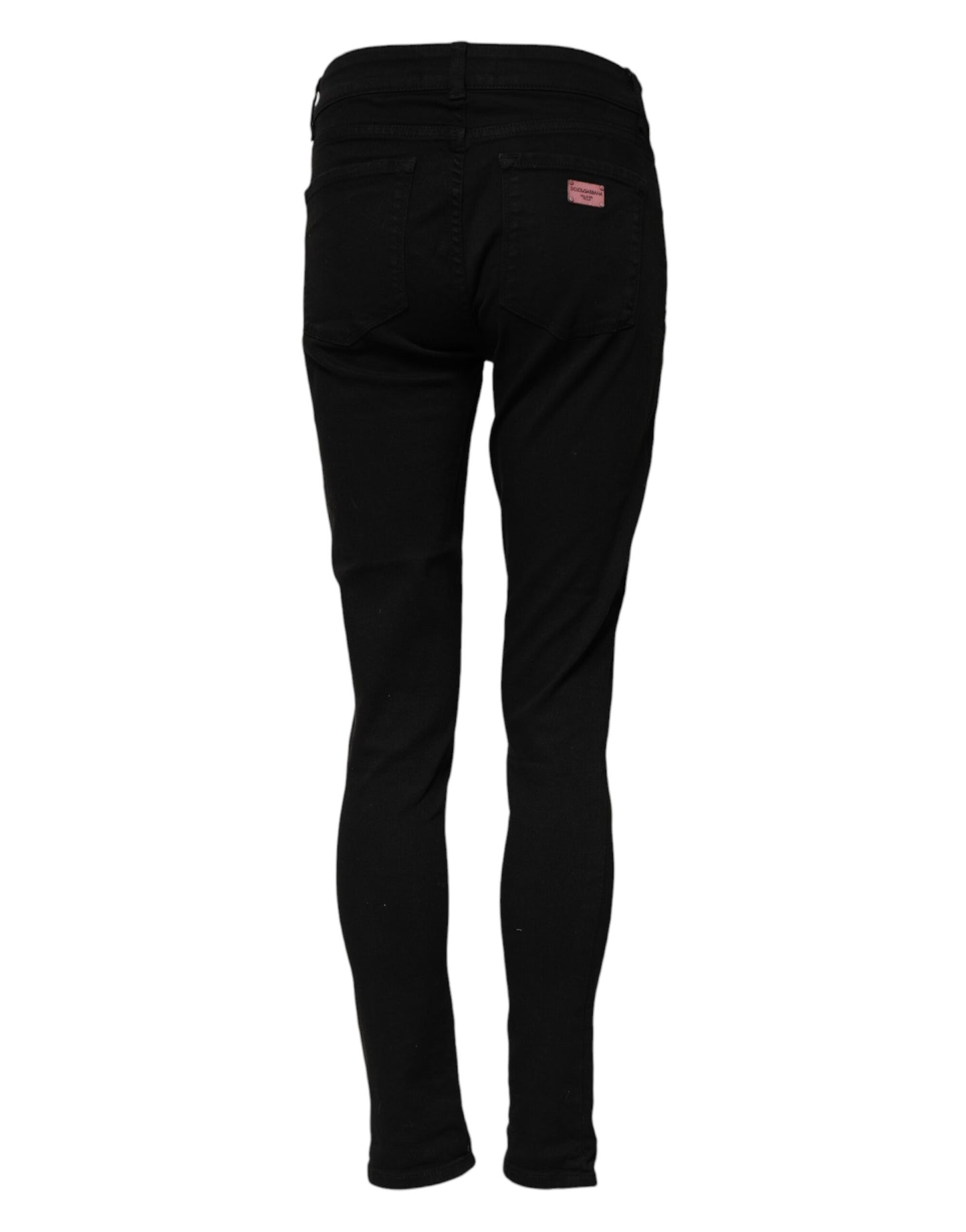 Jean skinny taille moyenne en coton noir Dolce & Gabbana