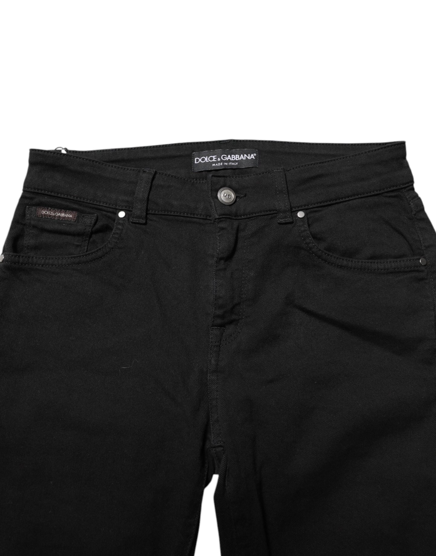 Jean skinny taille moyenne en coton noir Dolce & Gabbana