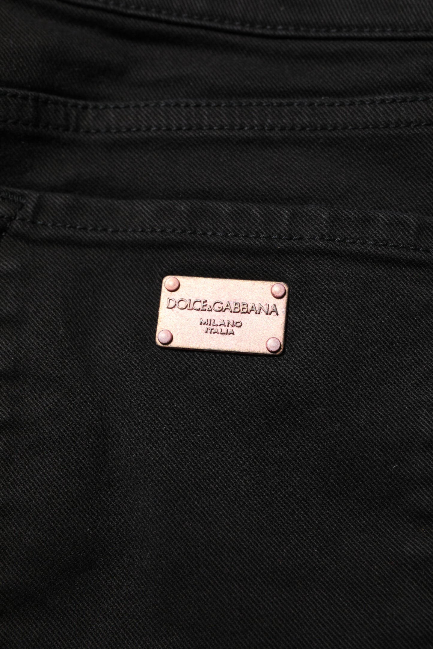 Jean skinny taille moyenne en coton noir Dolce & Gabbana