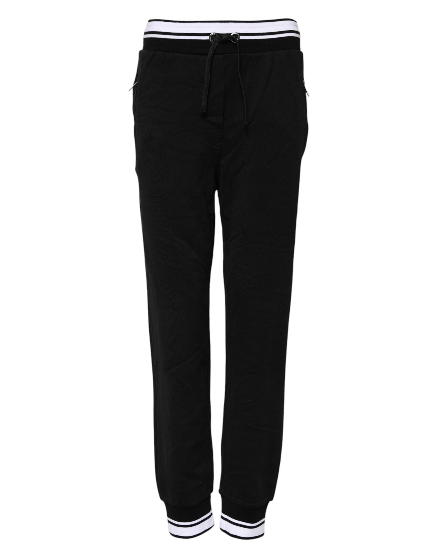 Pantalon de jogging taille moyenne en coton noir Dolce & Gabbana