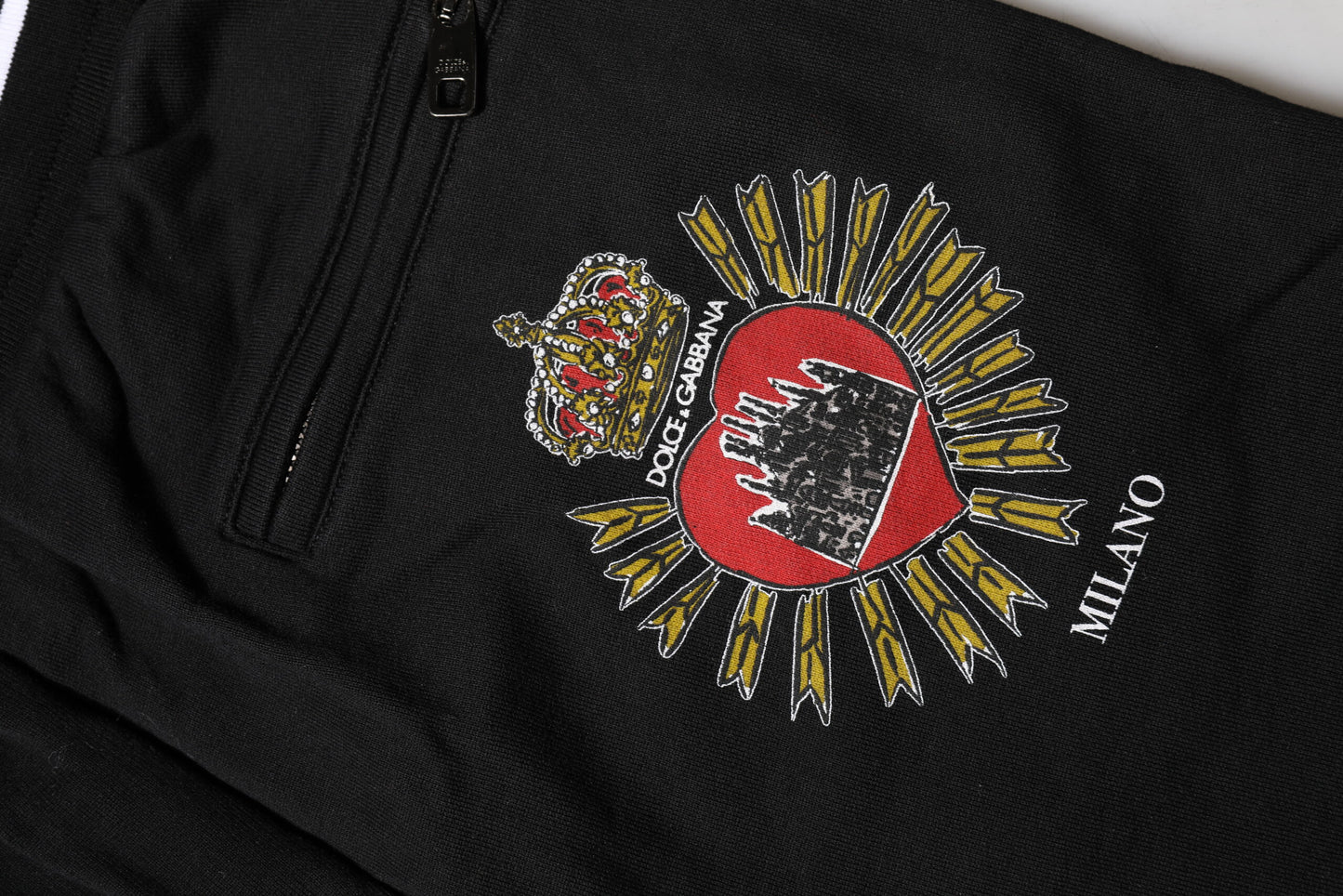 Pantalon de jogging taille moyenne en coton noir Dolce & Gabbana