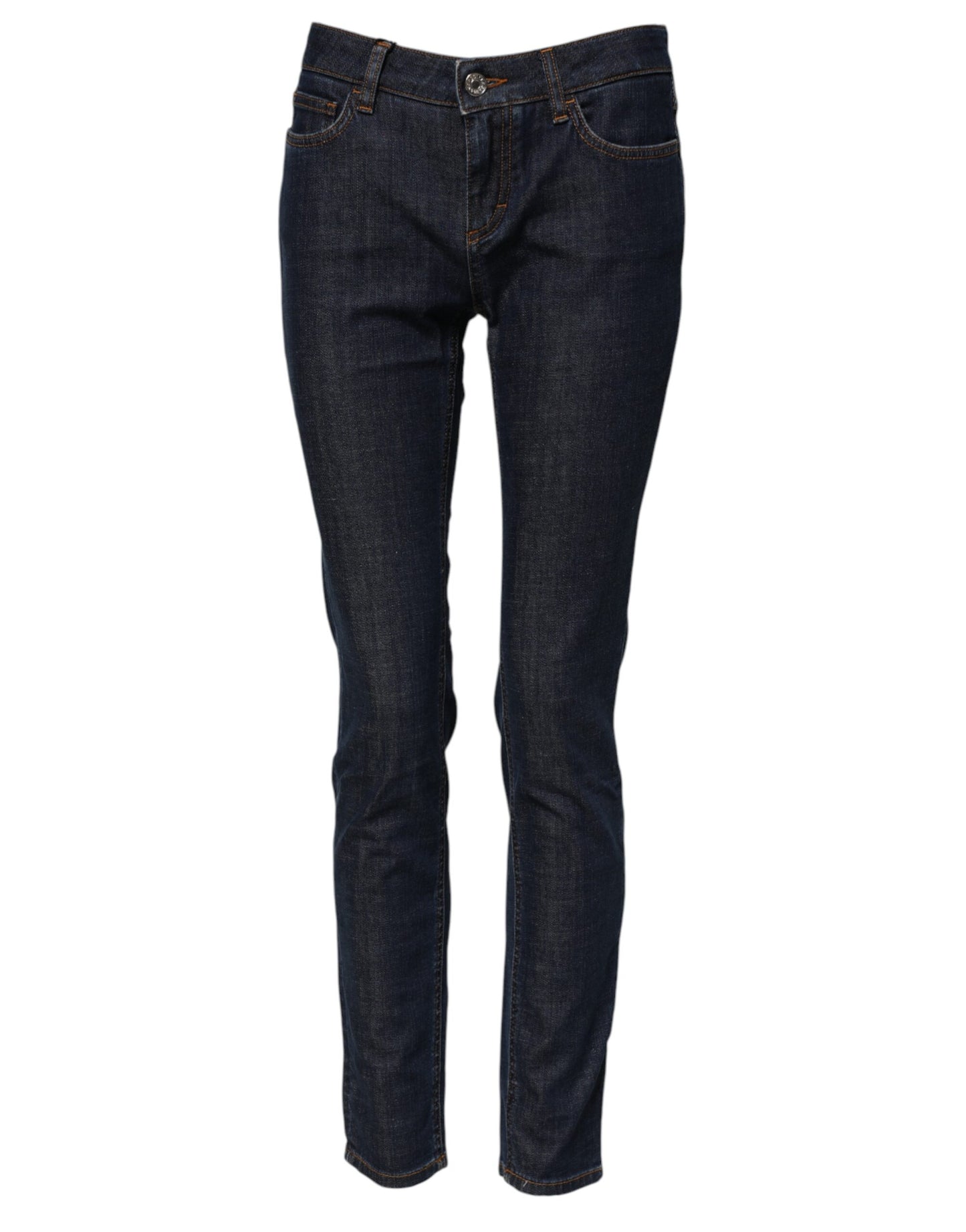 Jean skinny bleu en coton taille moyenne Dolce & Gabbana