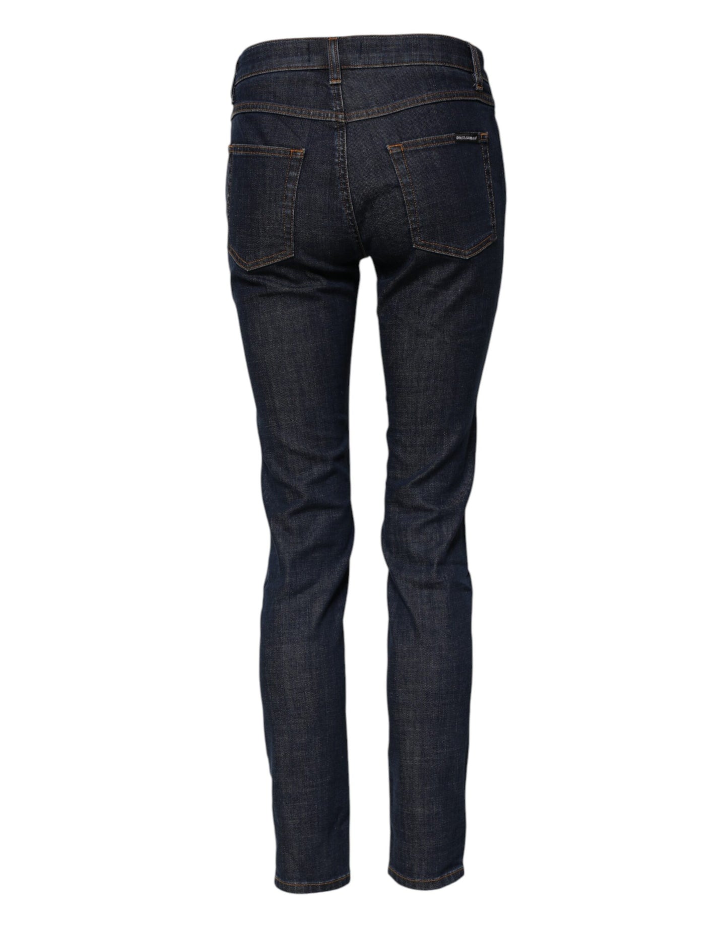 Jean skinny bleu en coton taille moyenne Dolce & Gabbana