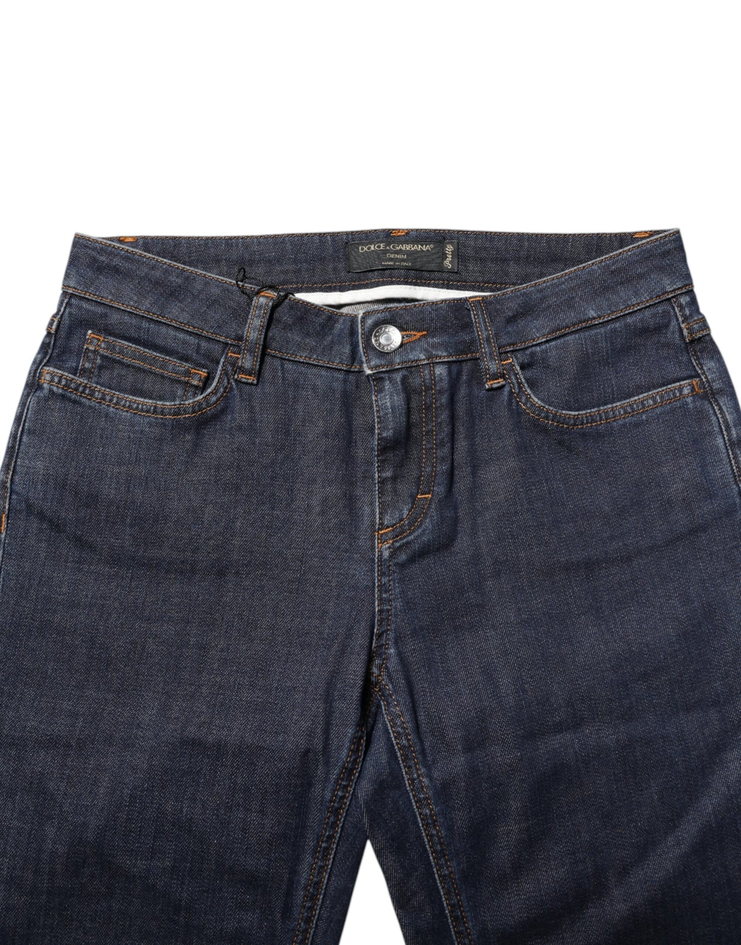 Jean skinny bleu en coton taille moyenne Dolce & Gabbana
