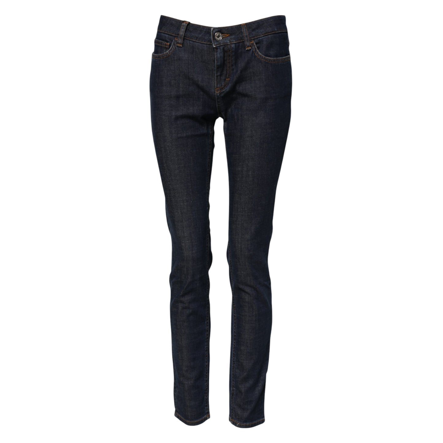 Jean skinny bleu en coton taille moyenne Dolce & Gabbana