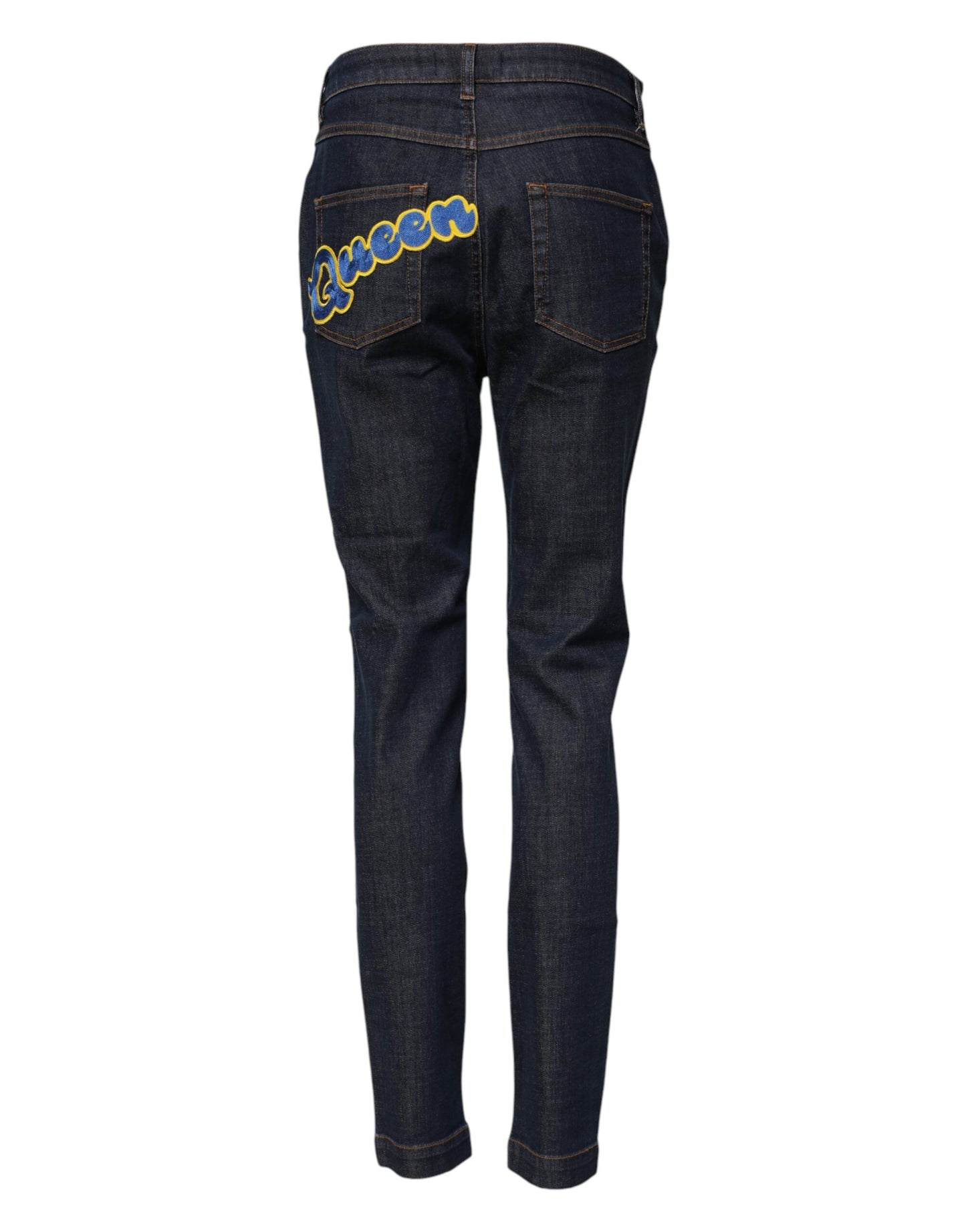 Jean en denim taille moyenne AUDREY Blue Queen Patch de Dolce & Gabbana