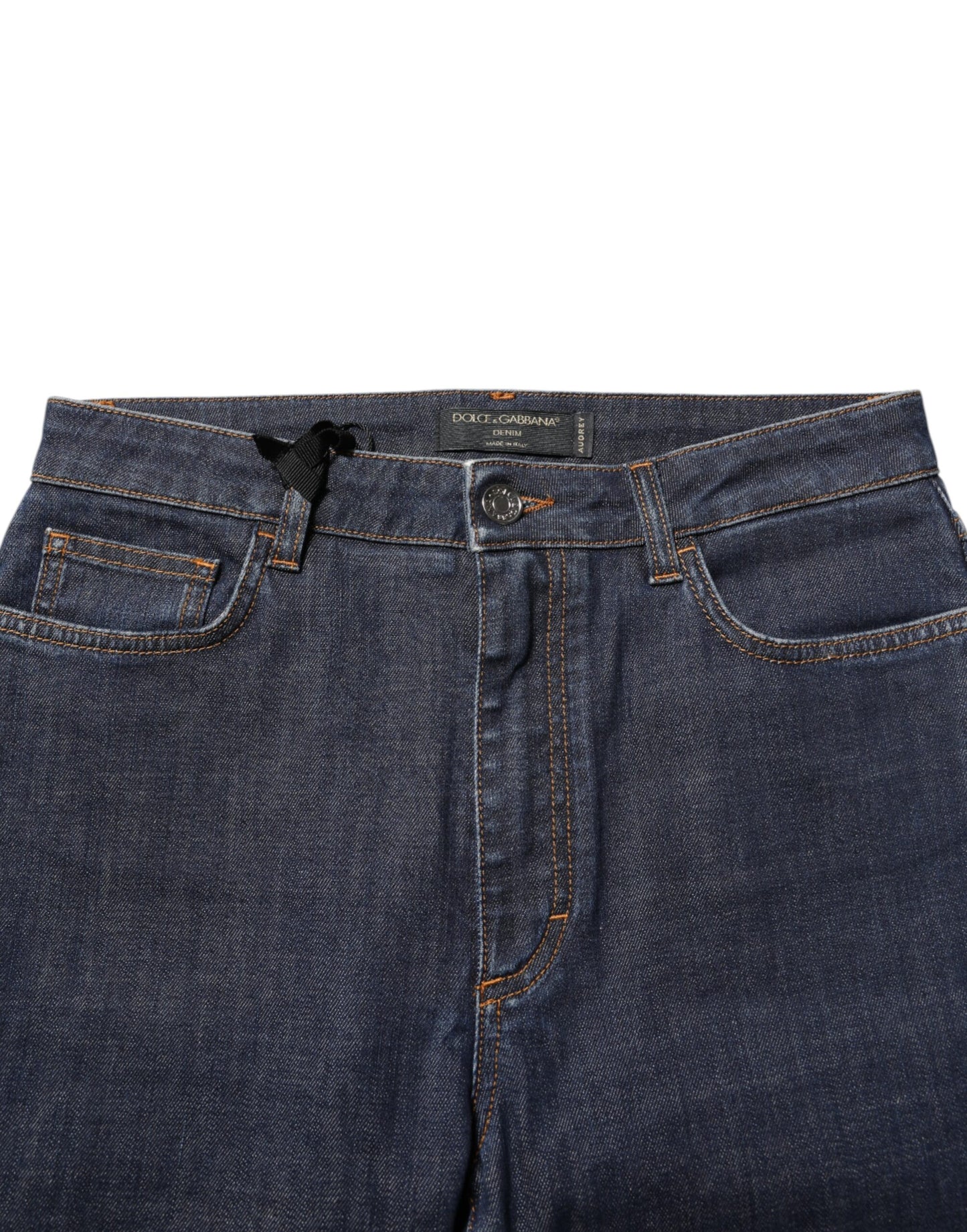 Jean en denim taille moyenne AUDREY Blue Queen Patch de Dolce & Gabbana