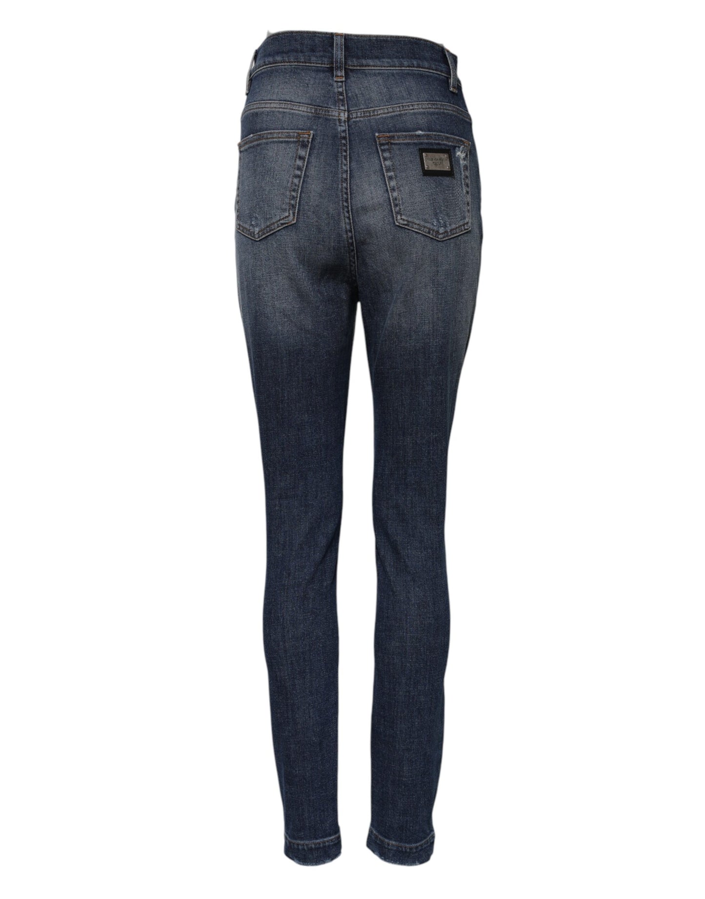 Jean taille haute en coton délavé bleu Dolce & Gabbana