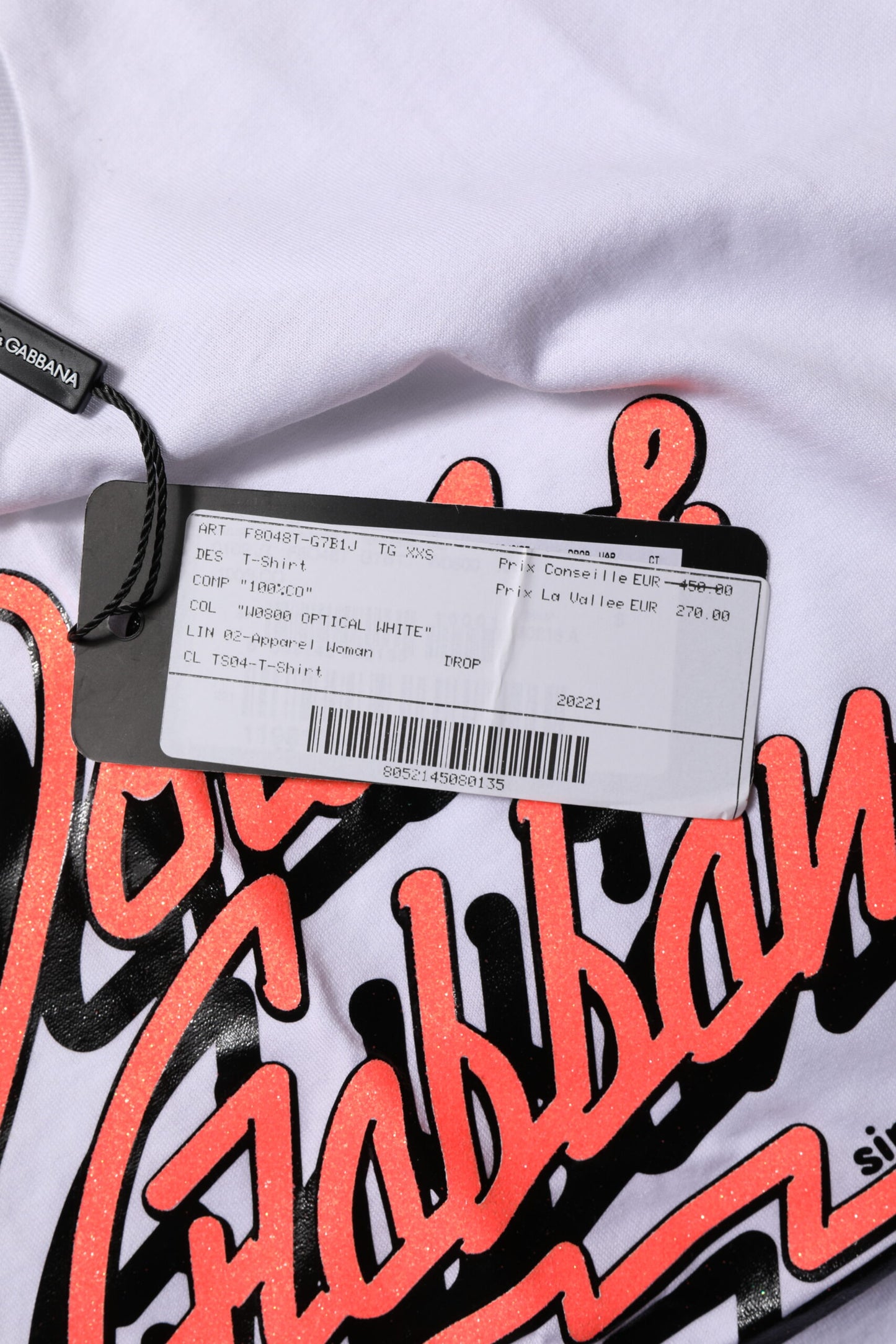 Dolce & Gabbana – Weißes Baumwoll-T-Shirt mit Rundhalsausschnitt und grafischem Print