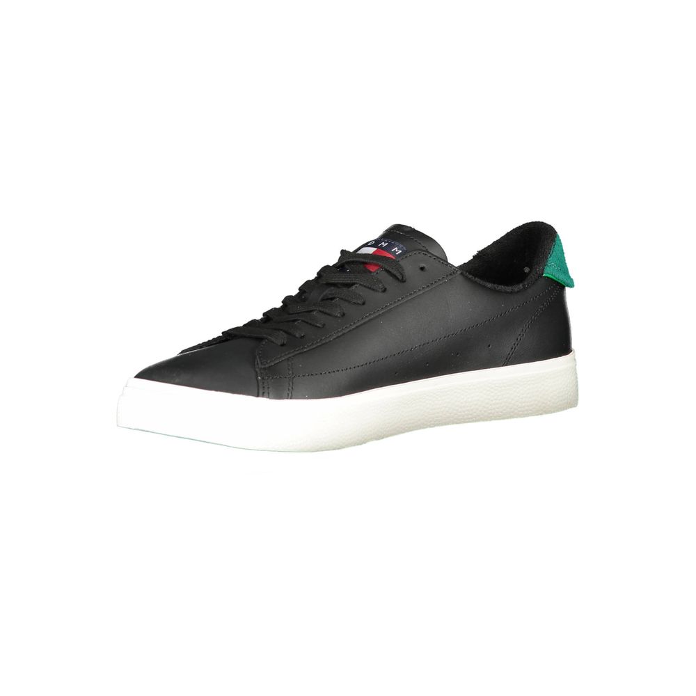 Tommy Hilfiger Black Leather Men Sneaker