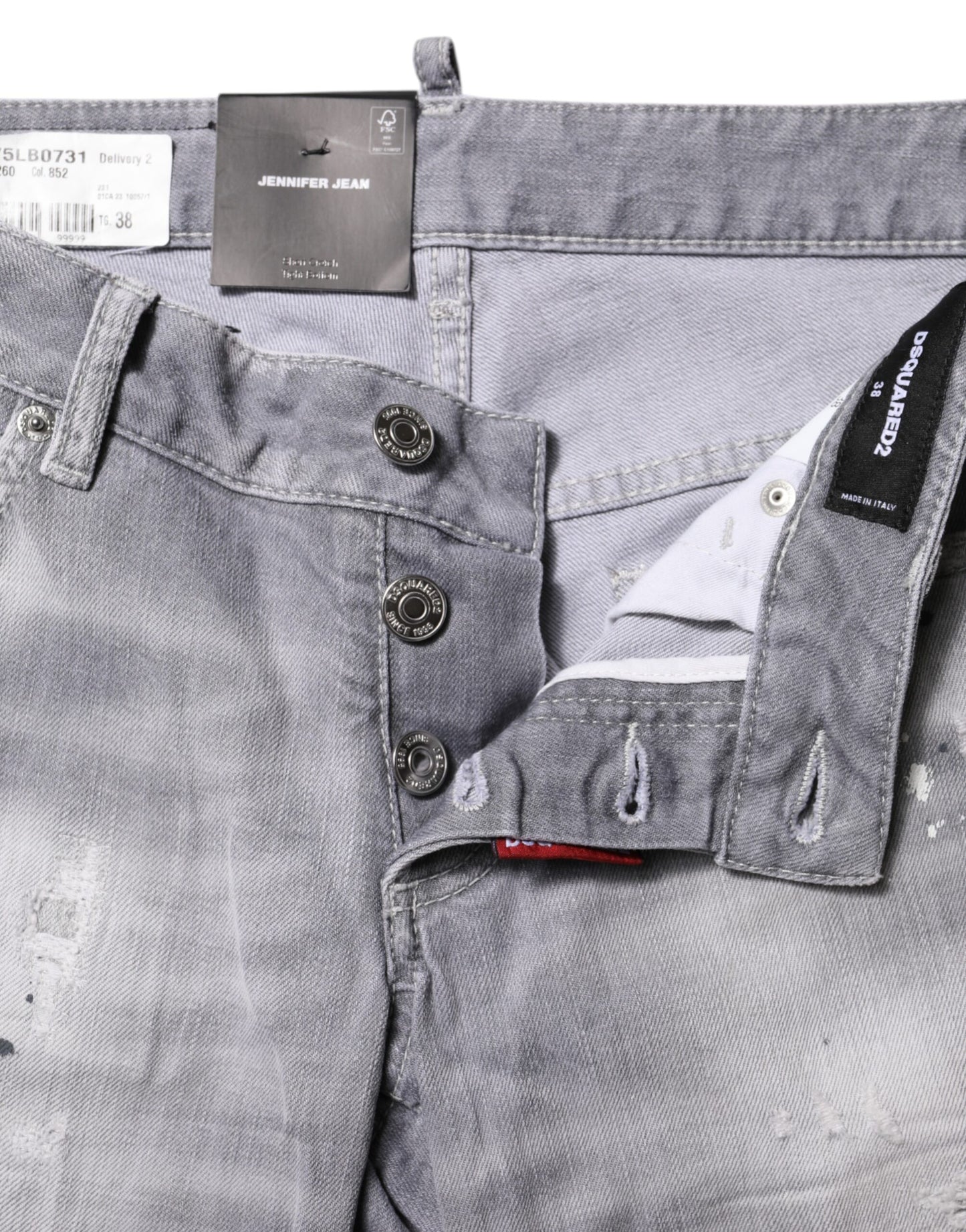 Jean fuselé taille moyenne gris délavé Dsquared²