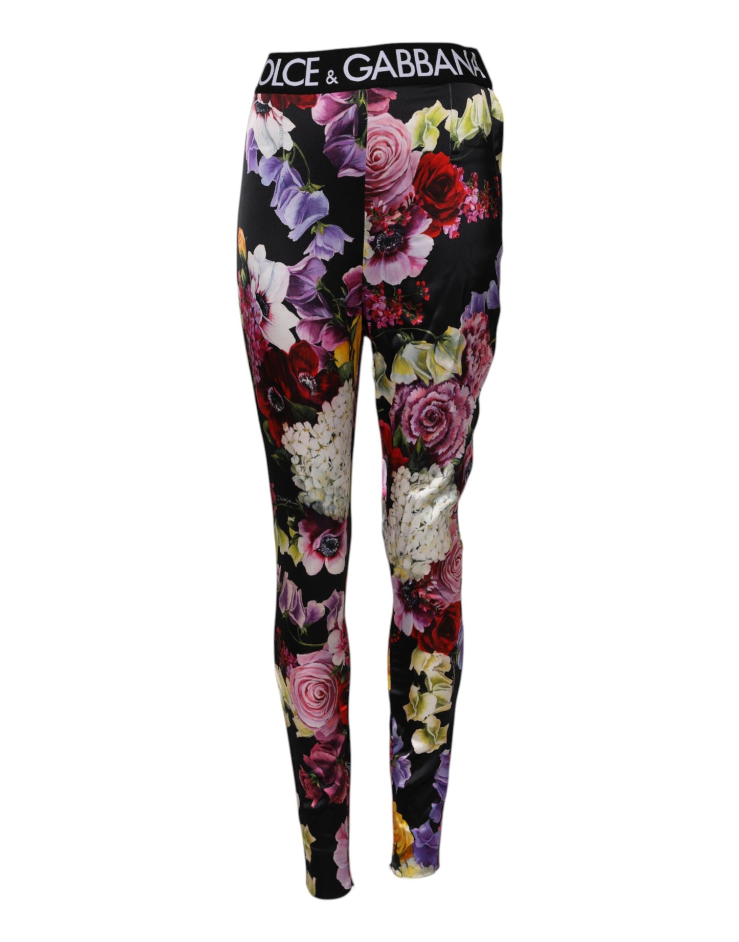Pantalon legging à fleurs multicolores Dolce & Gabbana à taille extensible