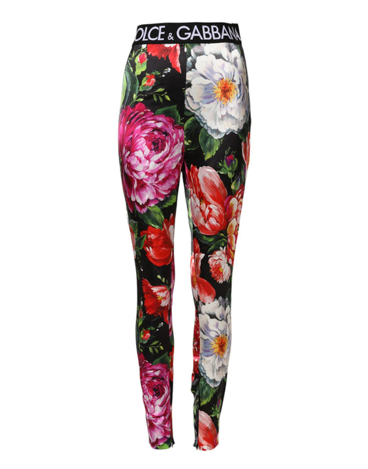 Pantalon legging à fleurs multicolores Dolce & Gabbana à taille extensible