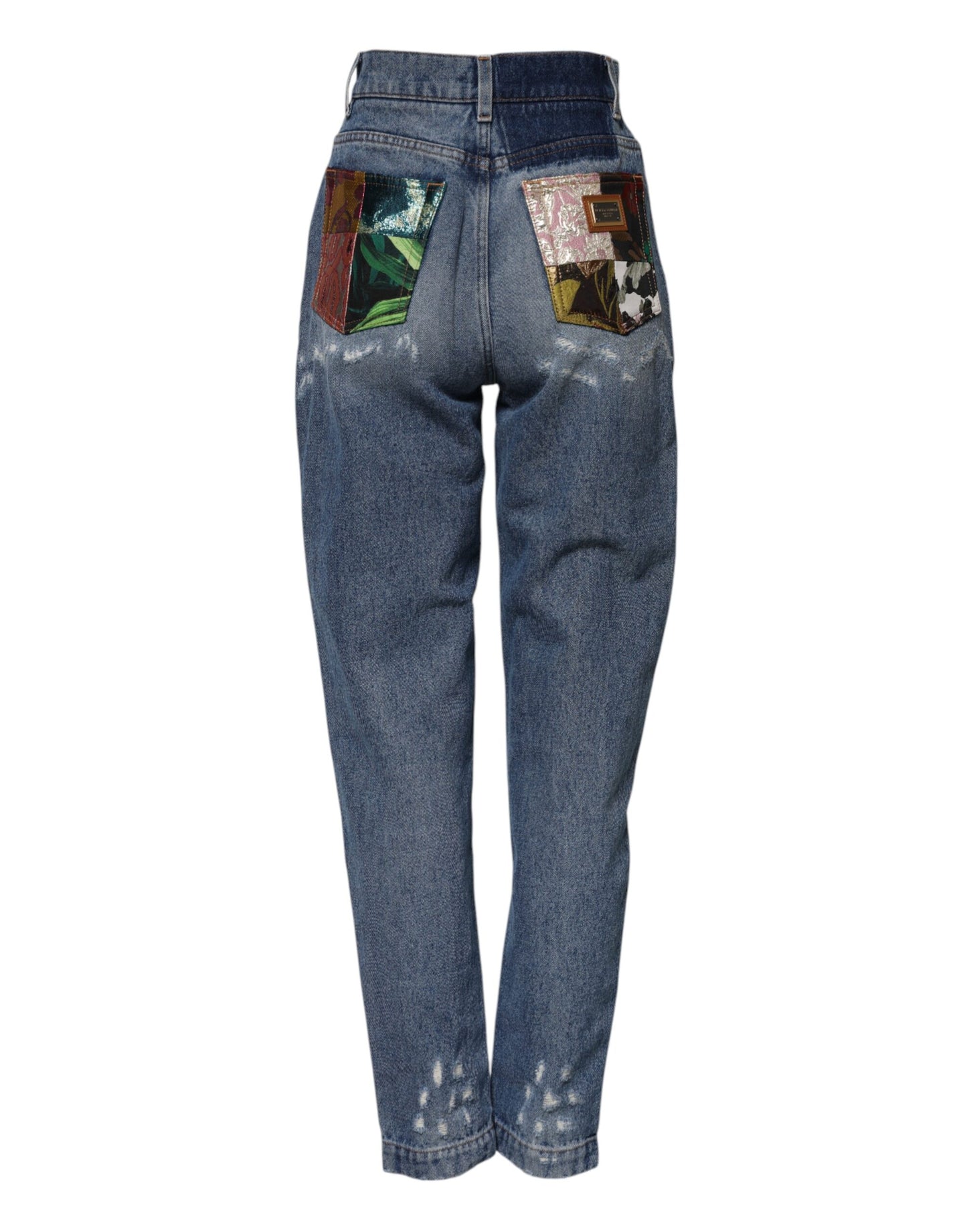 Jean taille haute en denim bleu déchiré Dolce & Gabbana