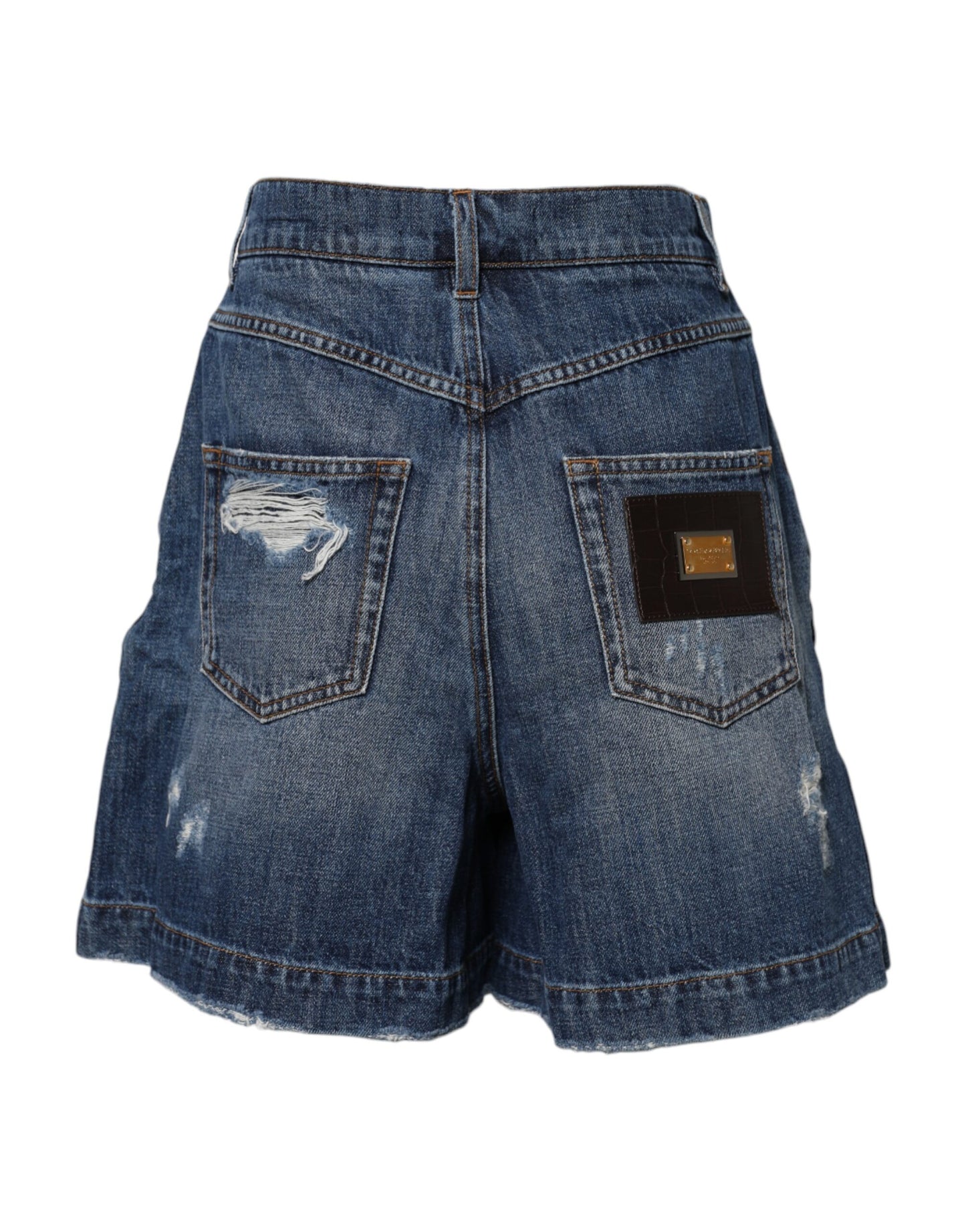 Bermuda en denim bleu déchiré en coton Dolce & Gabbana