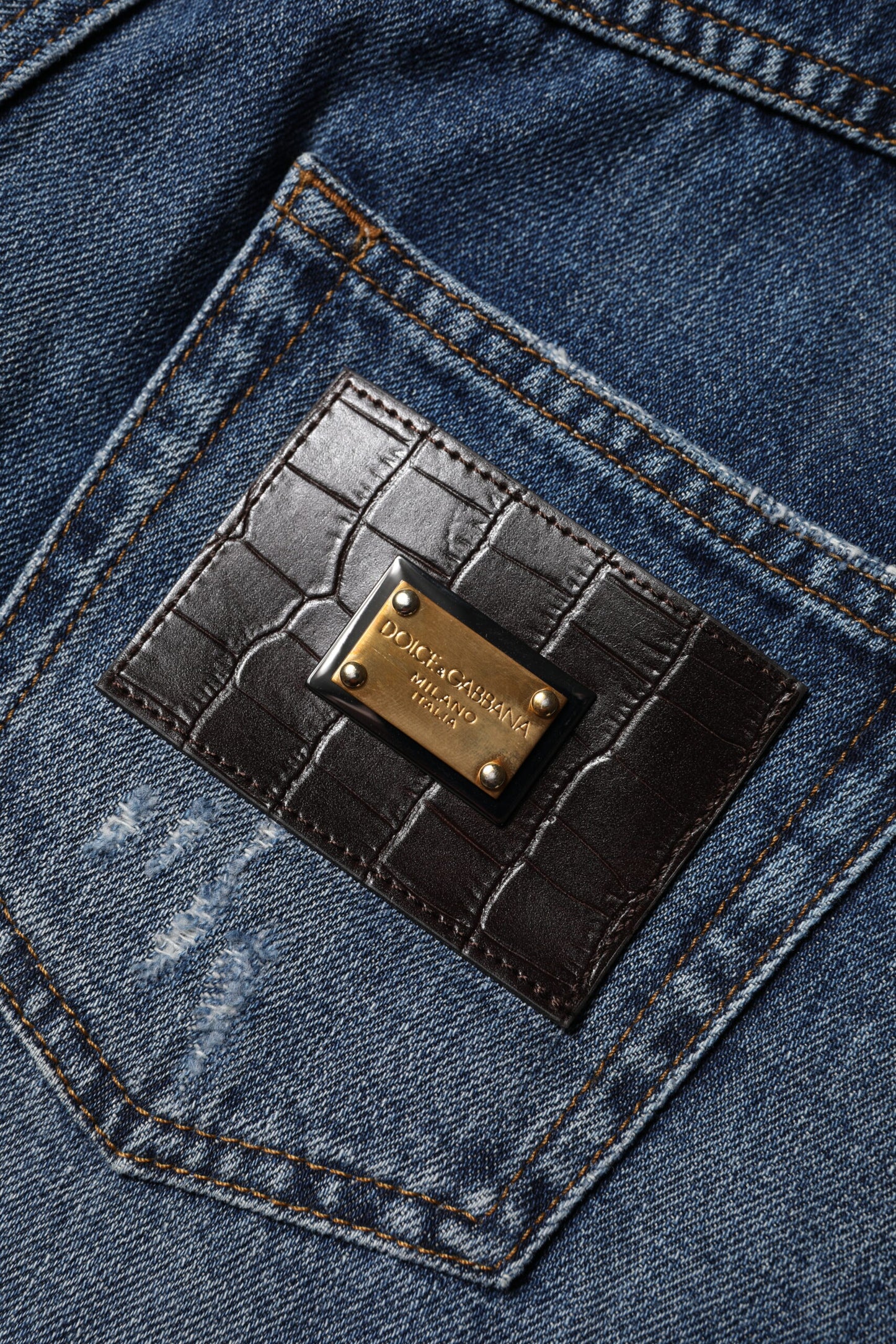 Bermuda en denim bleu déchiré en coton Dolce & Gabbana