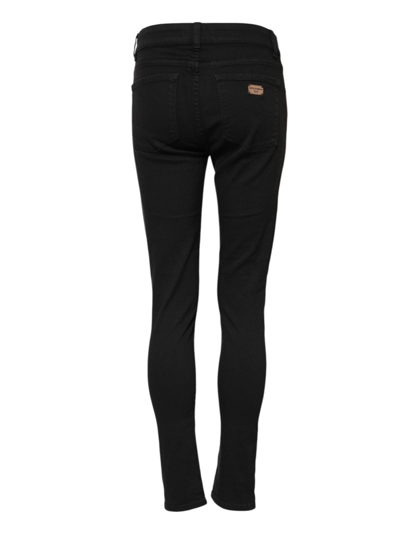 Jean skinny taille moyenne en coton noir Dolce & Gabbana